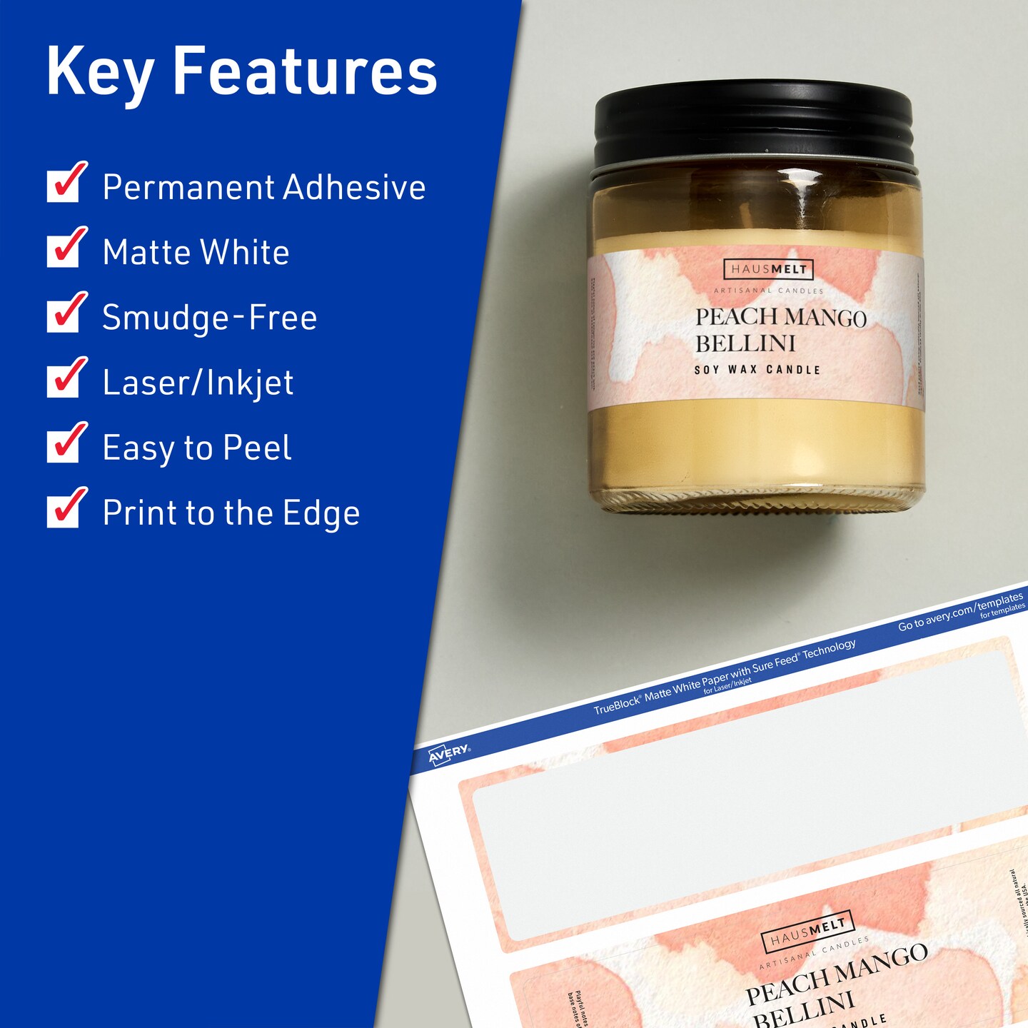 Avery TrueBlock Matte White Paper Labels, 3" x 7" Rectangle