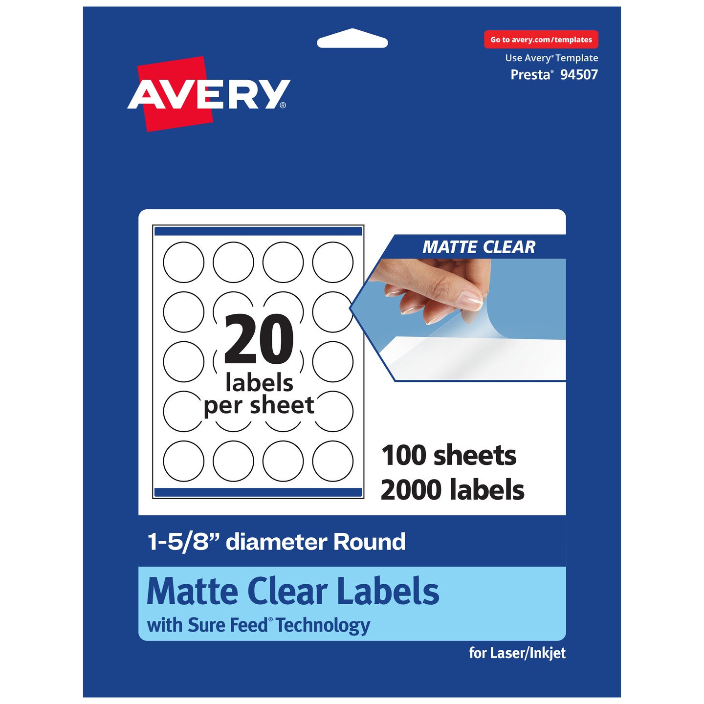 Avery Matte Clear Labels, 1-5/8