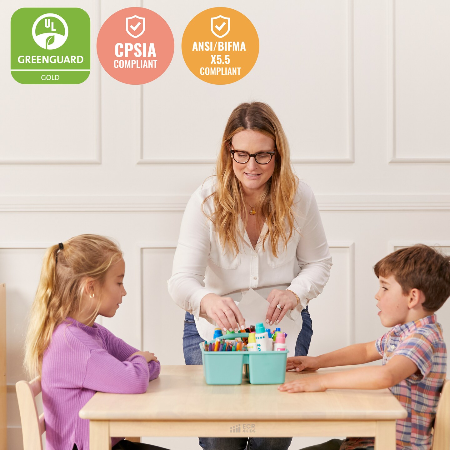 30in Square Hardwood Table with 22in Legs, Kids Furniture