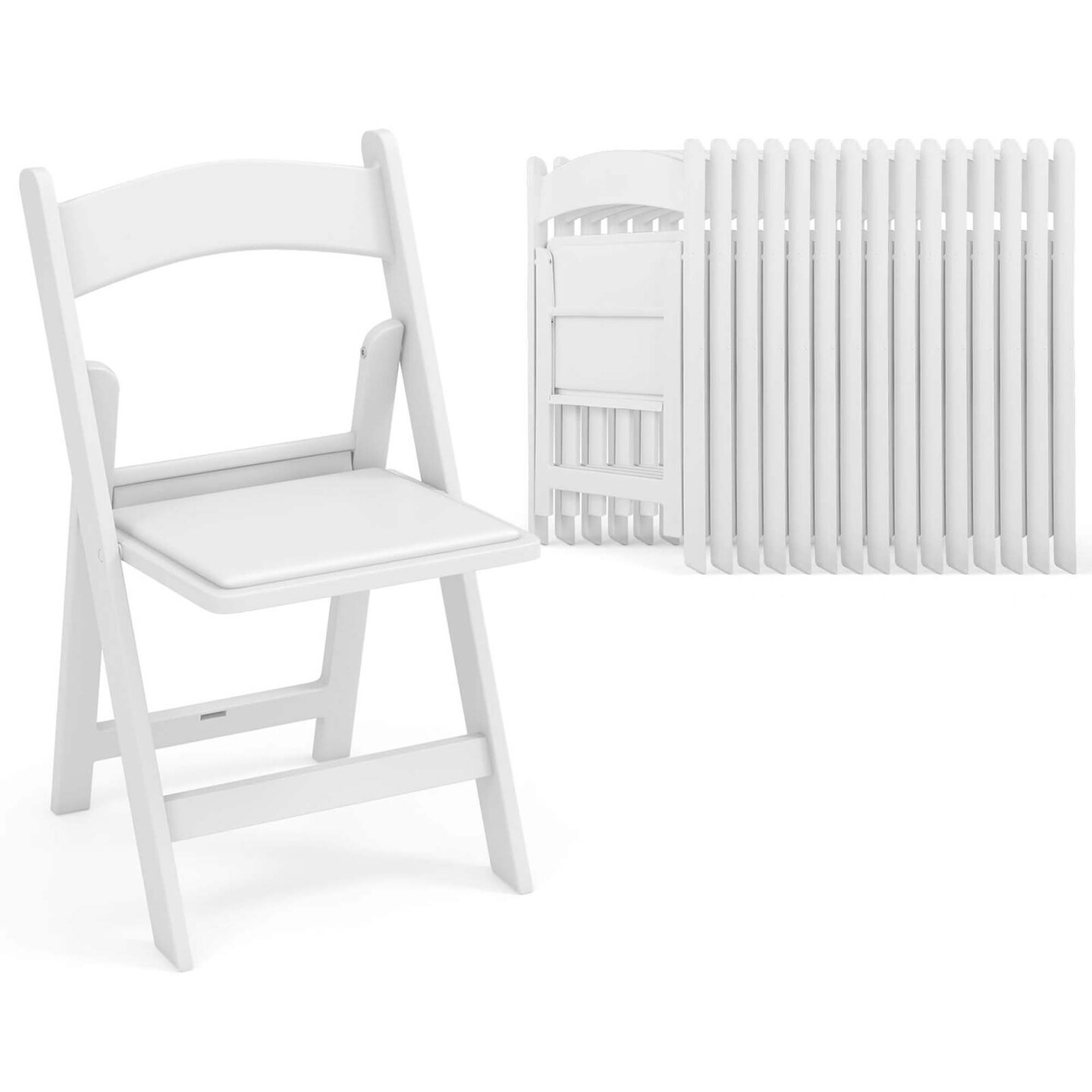 Costway 4/8/12/16/20 Pack Resin Folding Chairs with Padded Seat All-Weather Resin Frame Patio