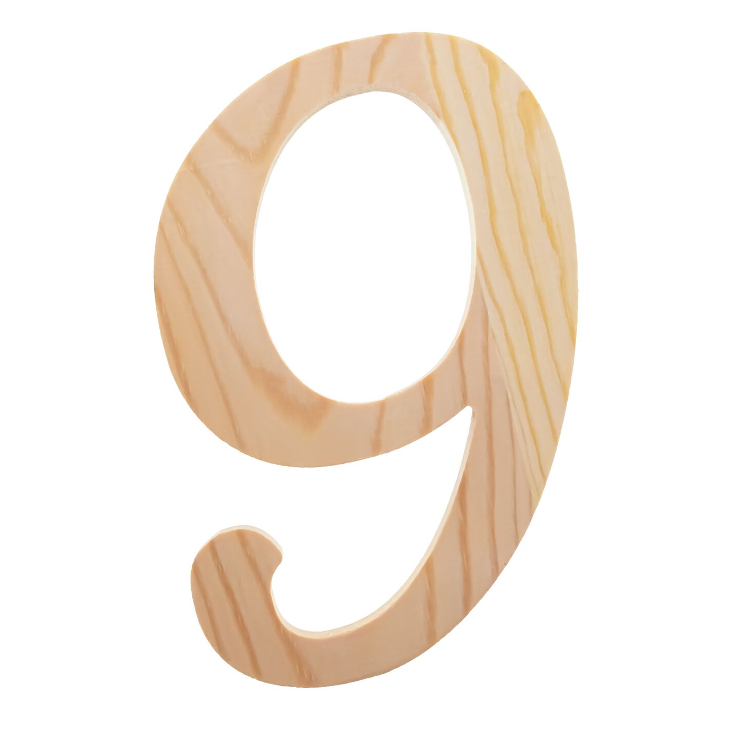 Unfinished Wooden Playball Italic Number 9 (6.25 Inches)