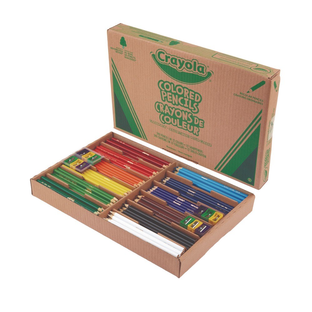 Crayola Color Pencil Classpack Set with Sharpeners - Assorted Lead and Barrel Colors (240/Pack)