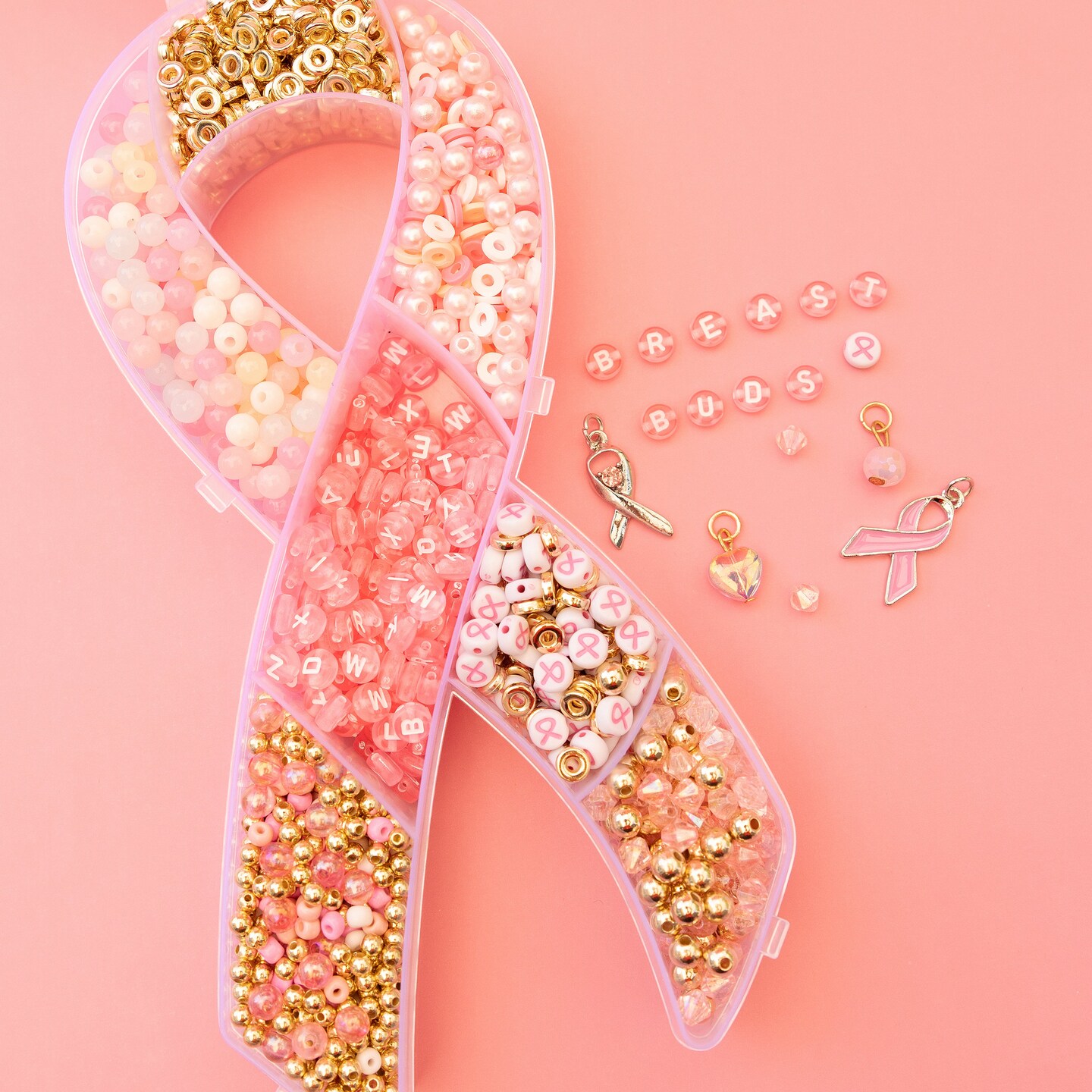 Susan G. Komen Breast Cancer Awareness Pink Ribbon & Letter Bead