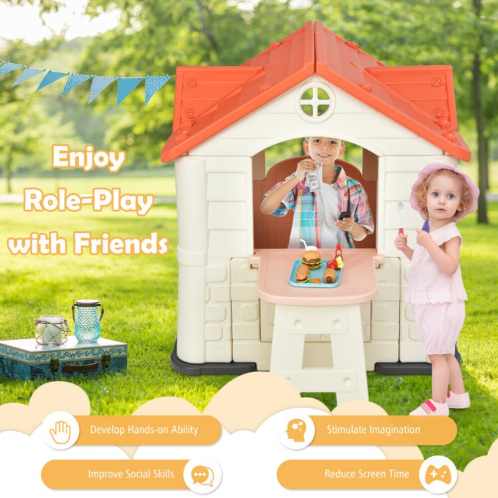 HDPE Playhouse Set with Slide, Table and Cover for Kids