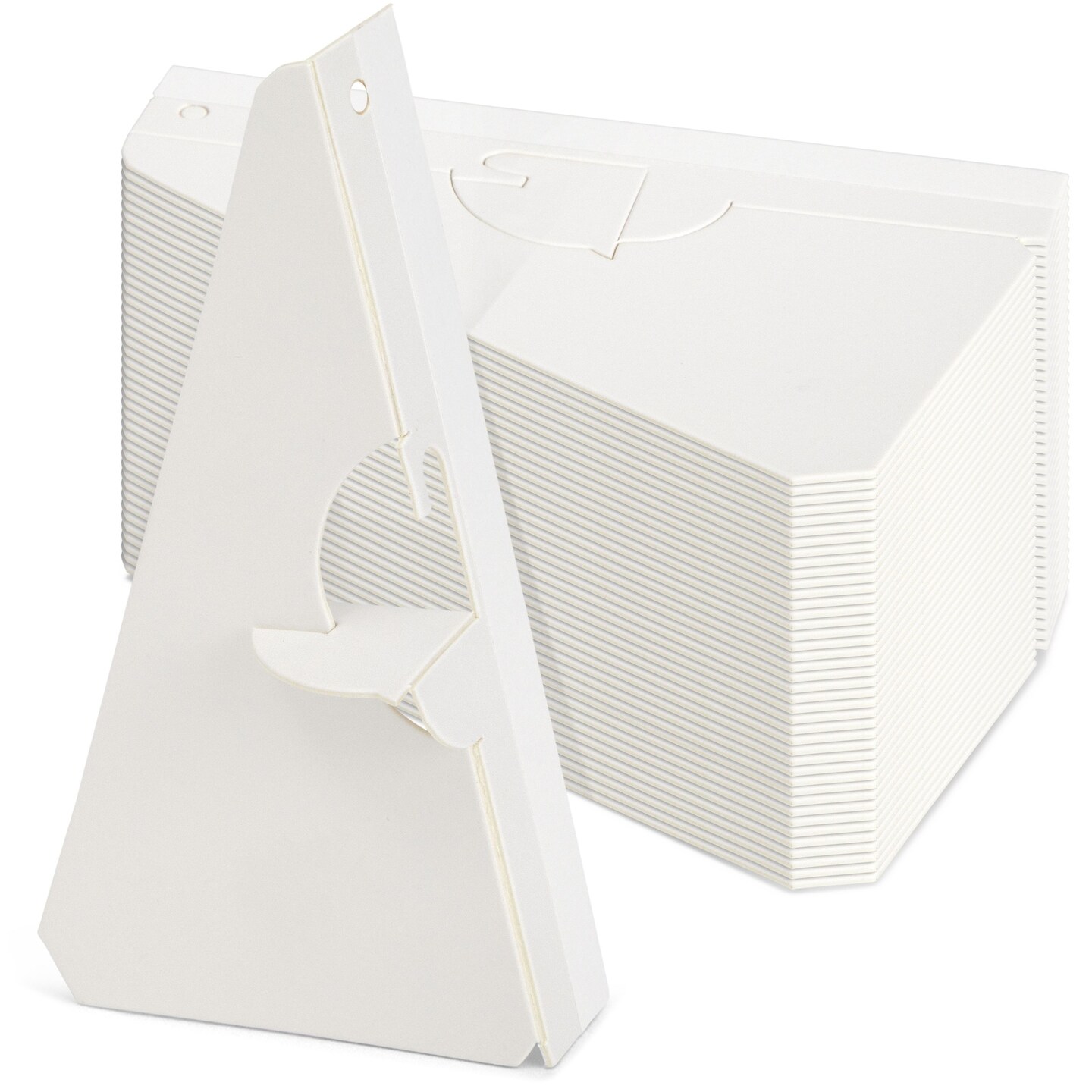 50-Pack Self-Stick 5 in Cardboard Easel Backs, Picture Frame and Art Easel Stand Bulk Pack for Photographs, Artwork, Posters, Signs, and Craft Projects (White)