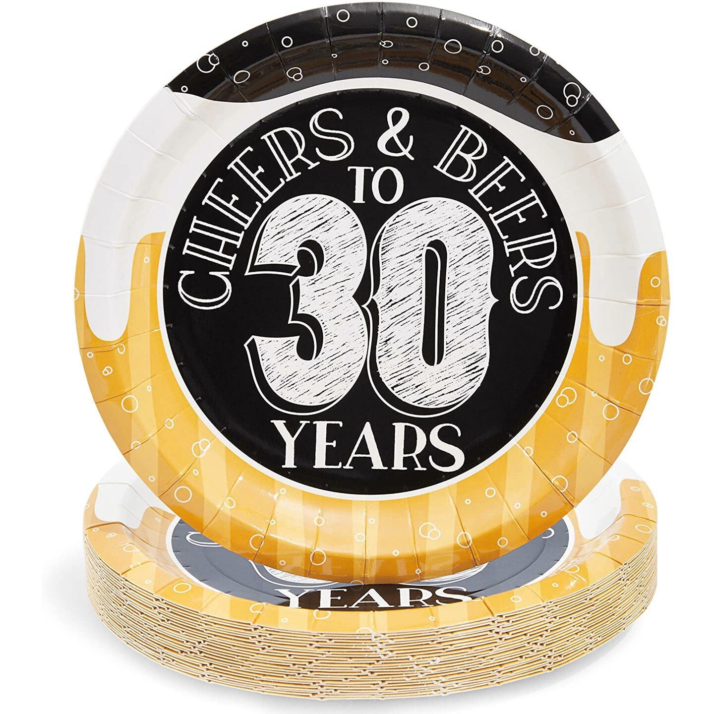 168-Piece Cheers and Beers to 30 Years Party Decorations, 30th Birthday Plates, Napkins, Cups, Cutlery Set (Serves 24)