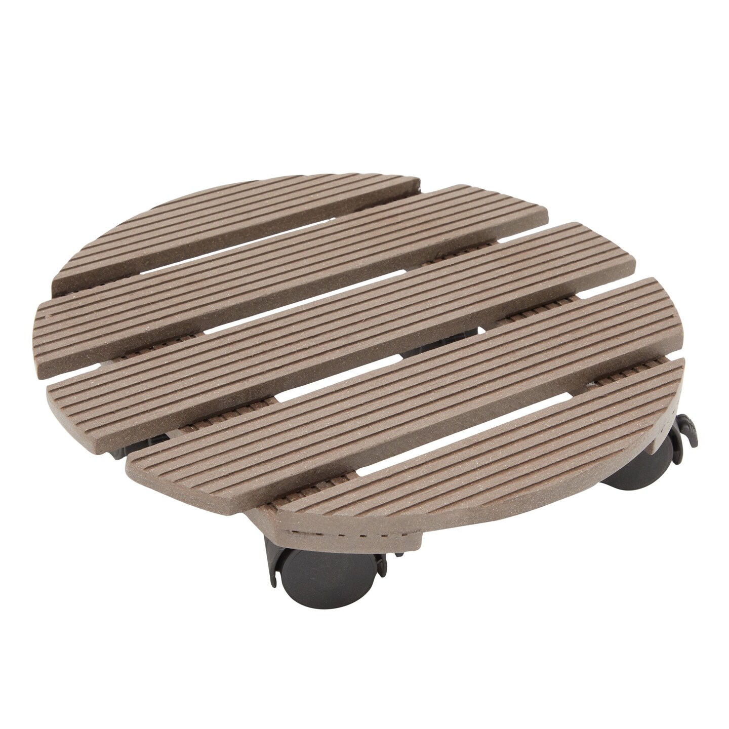 Round 12-Inch Plant Dolly with Wheels, 360-Degree Heavy-Duty Lockable Casters, Holds Planter Pots Weighing Up To 80 Pounds for Indoor and Outdoor Gardening (Brown)