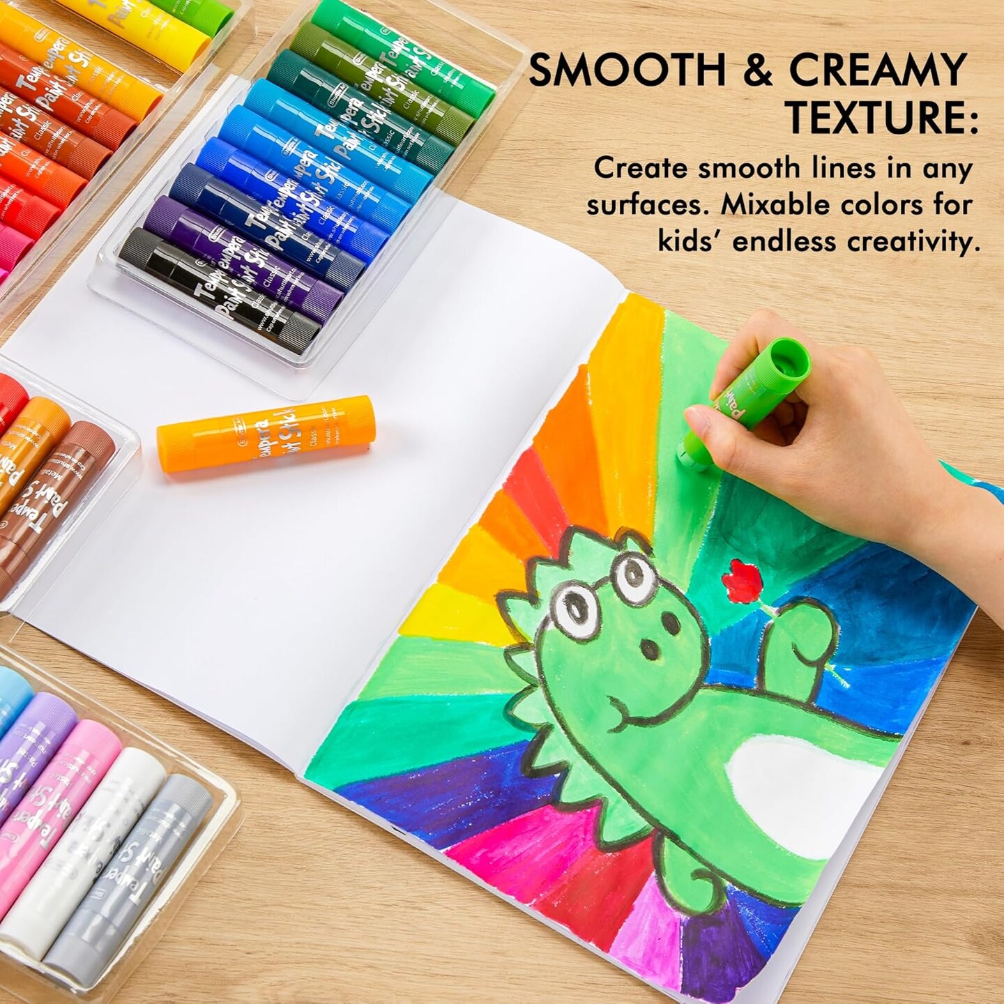 Tempera Paint Sticks,40 Colors Solid Tempera Paint for Kids, Super Quick-drying, Washable, Works Great on Paper Wood Glass Ceramic Canvas