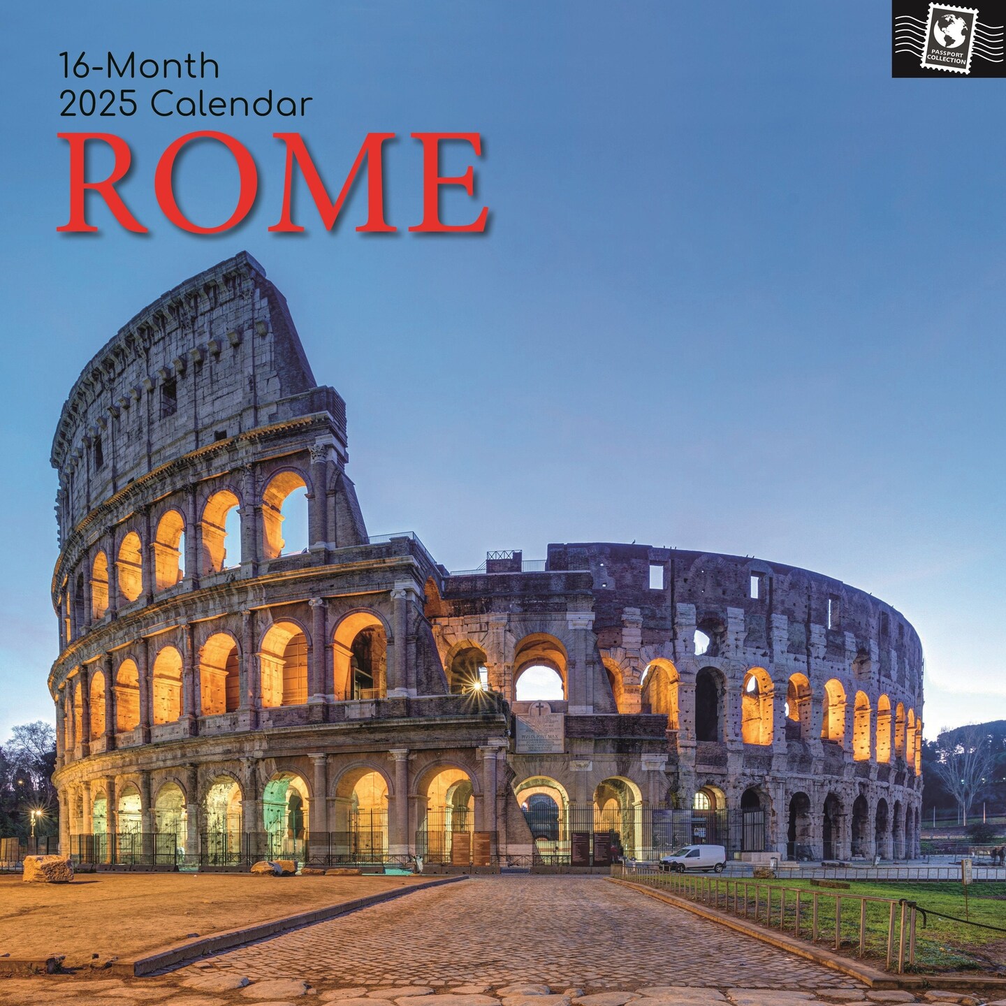 The Gifted Stationary 2025 Square Wall Calendar, Rome, 16-Month Passport Collection Theme Hanging Calendar with 180 Reminder Stickers, Month Planner for Home or Creative Spaces, 12x12 In