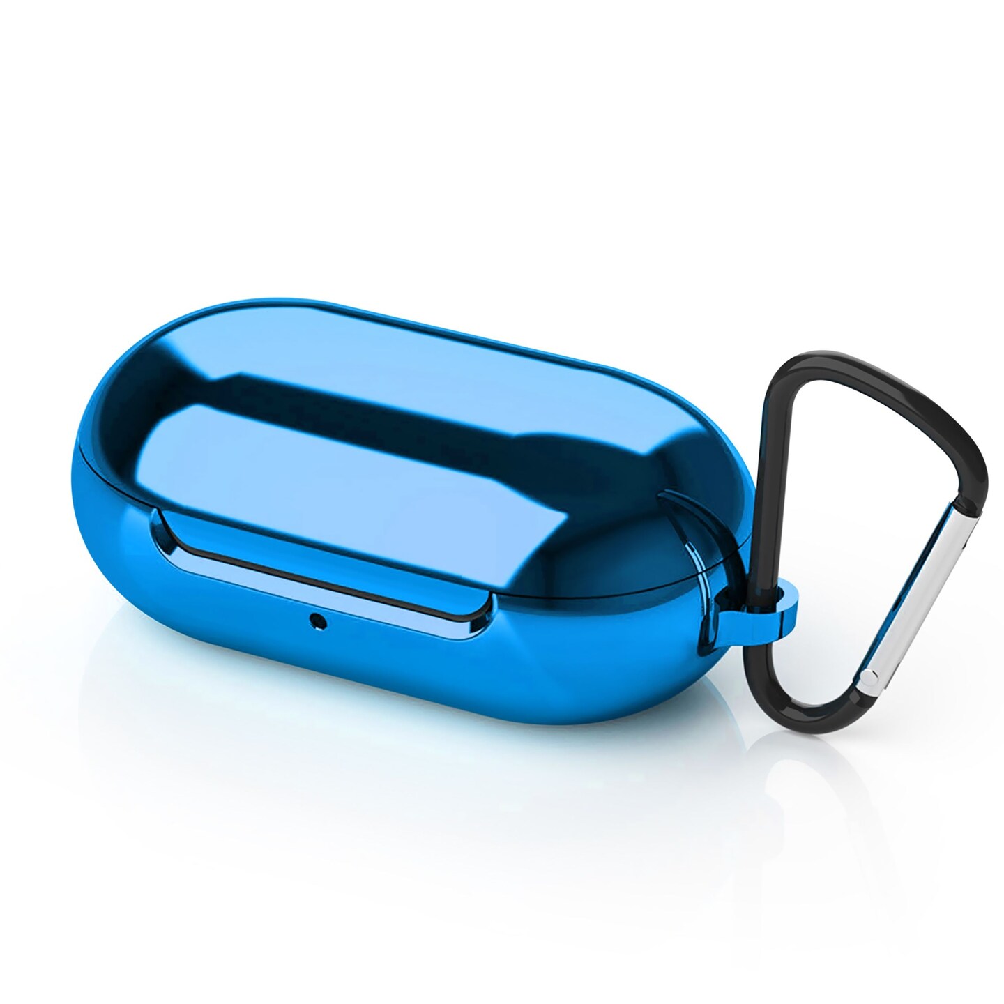 For Samsung Galaxy Buds / Plus Case with Keychain, Protective Earbuds Cover, Metallic Blue