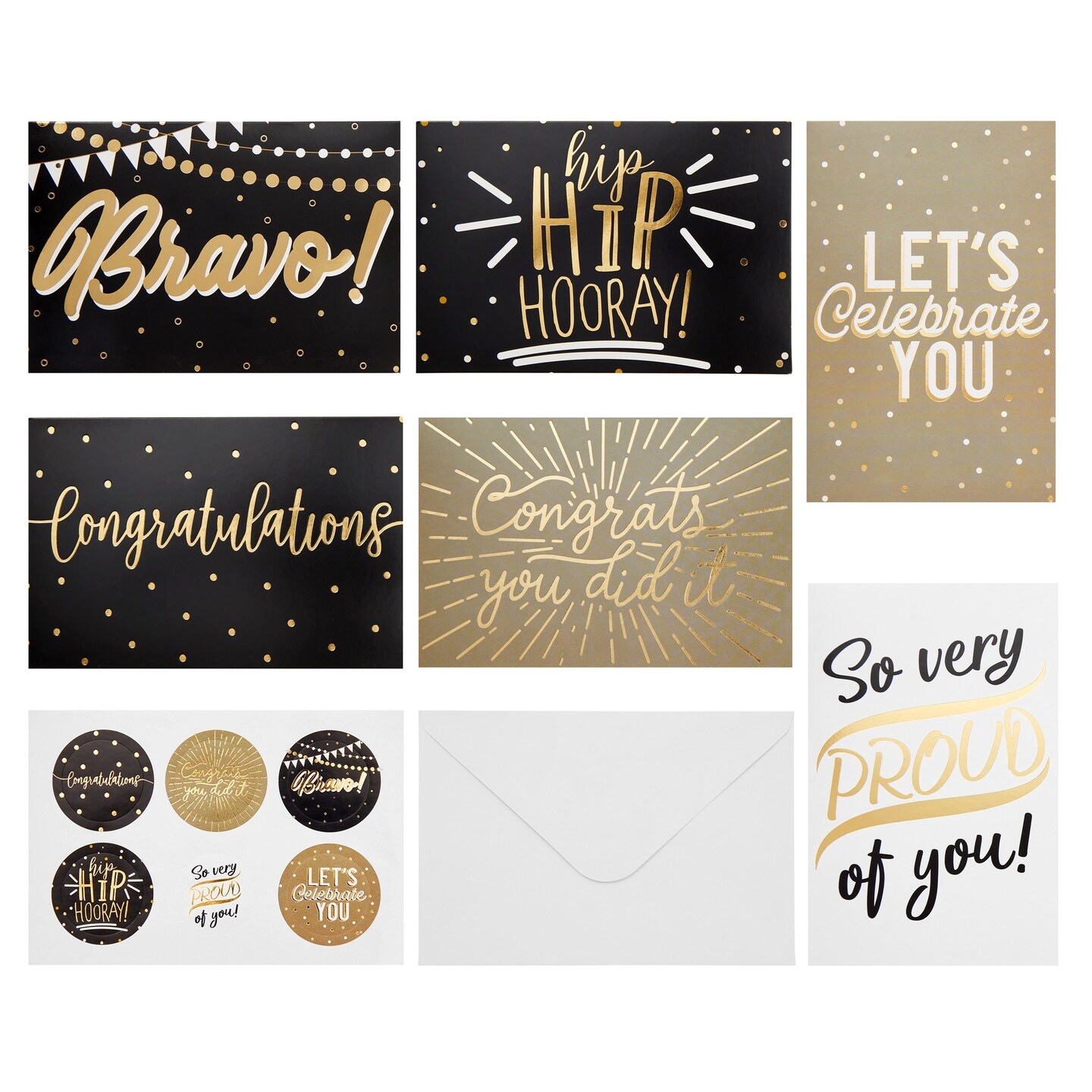 24 Pack Blank Congratulations Card and Envelopes with Sticker Seals, 6 Designs (4x6 In)