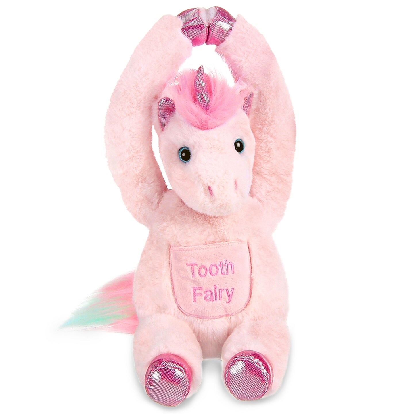 Bearington Lil' Shimmers The Pink Unicorn Plush, 12 Inch Tooth Fairy Stuffed Animal