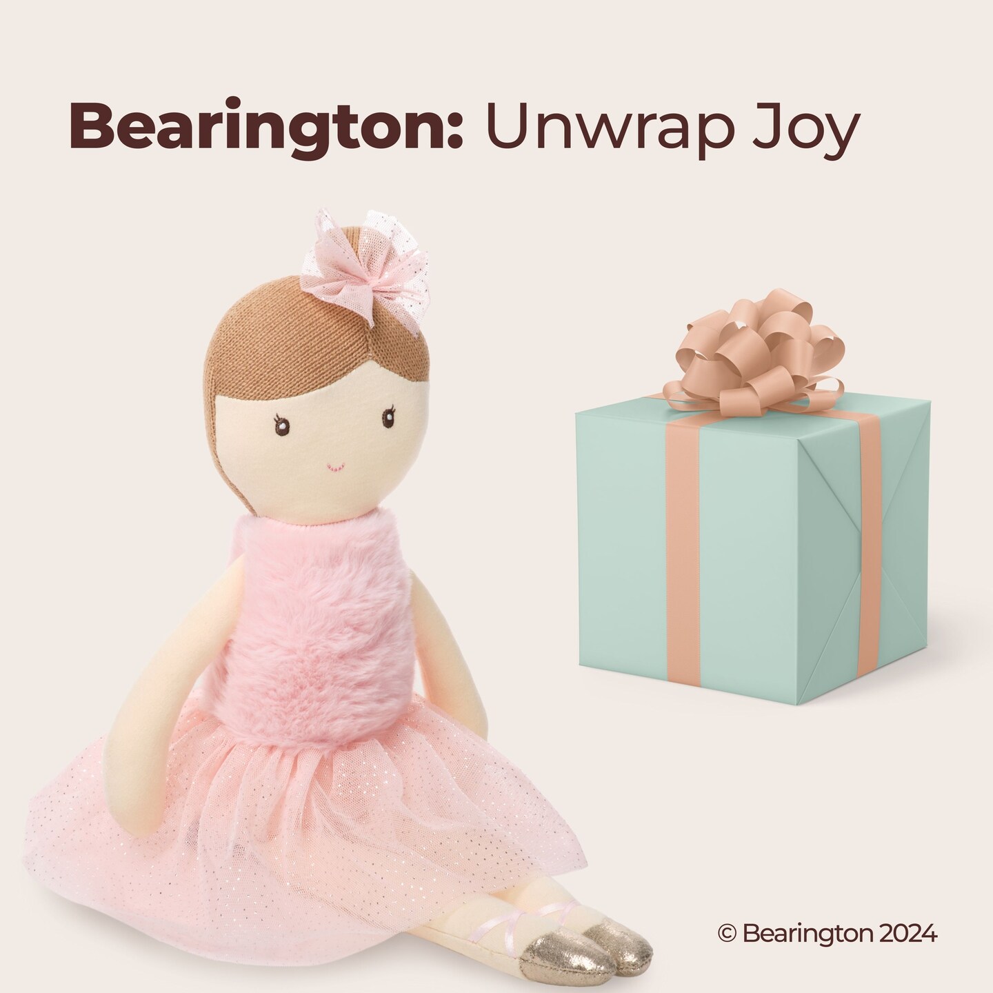 Bearington Collection Lil&#x27; Brunette Ballerina 16.5 In - Stuffed Ballerina Doll - Plush Toys for Girls