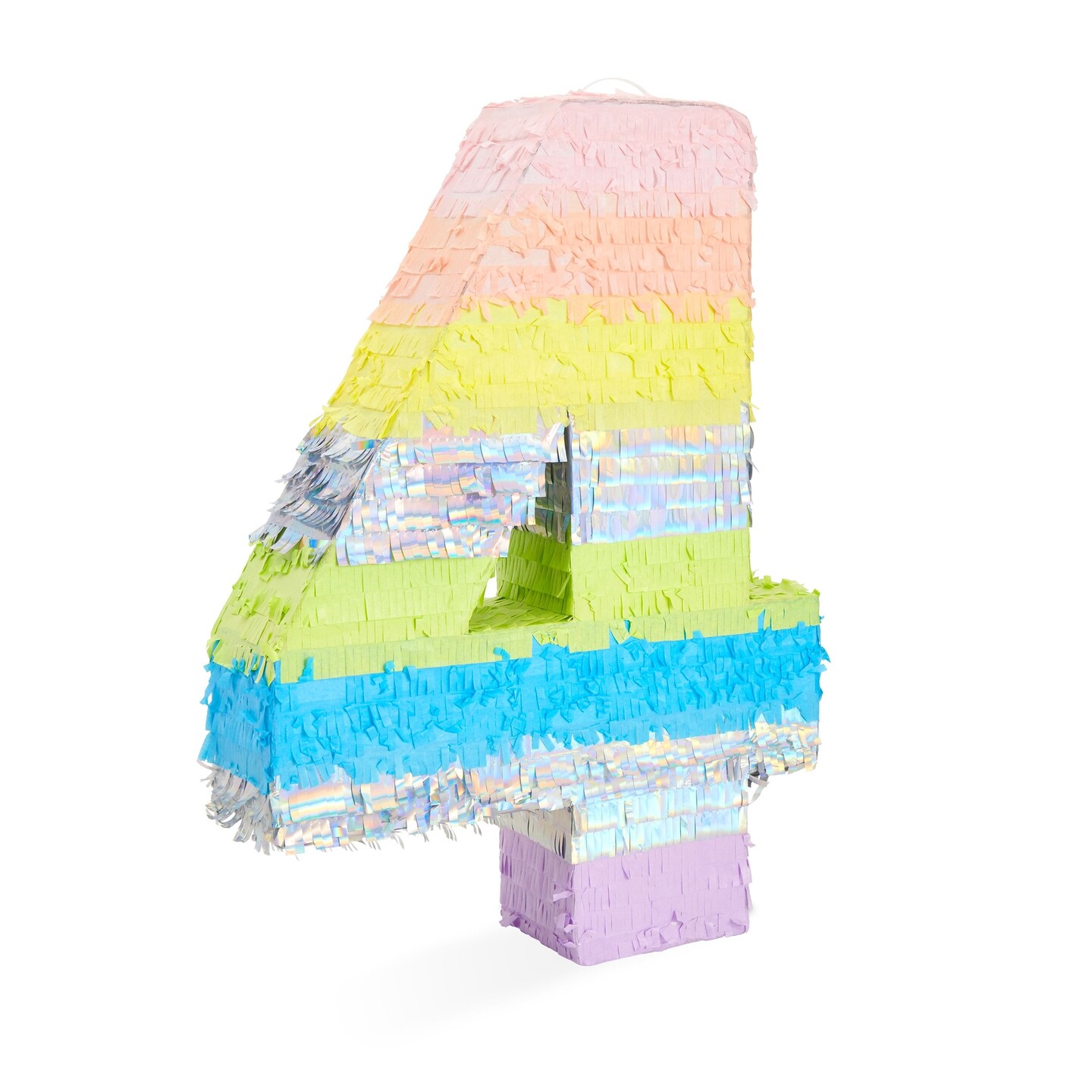 Large Number 4 Pinata for 4th Birthday Party Decorations, Rainbow Pastel (21 x 15 x 4 In)