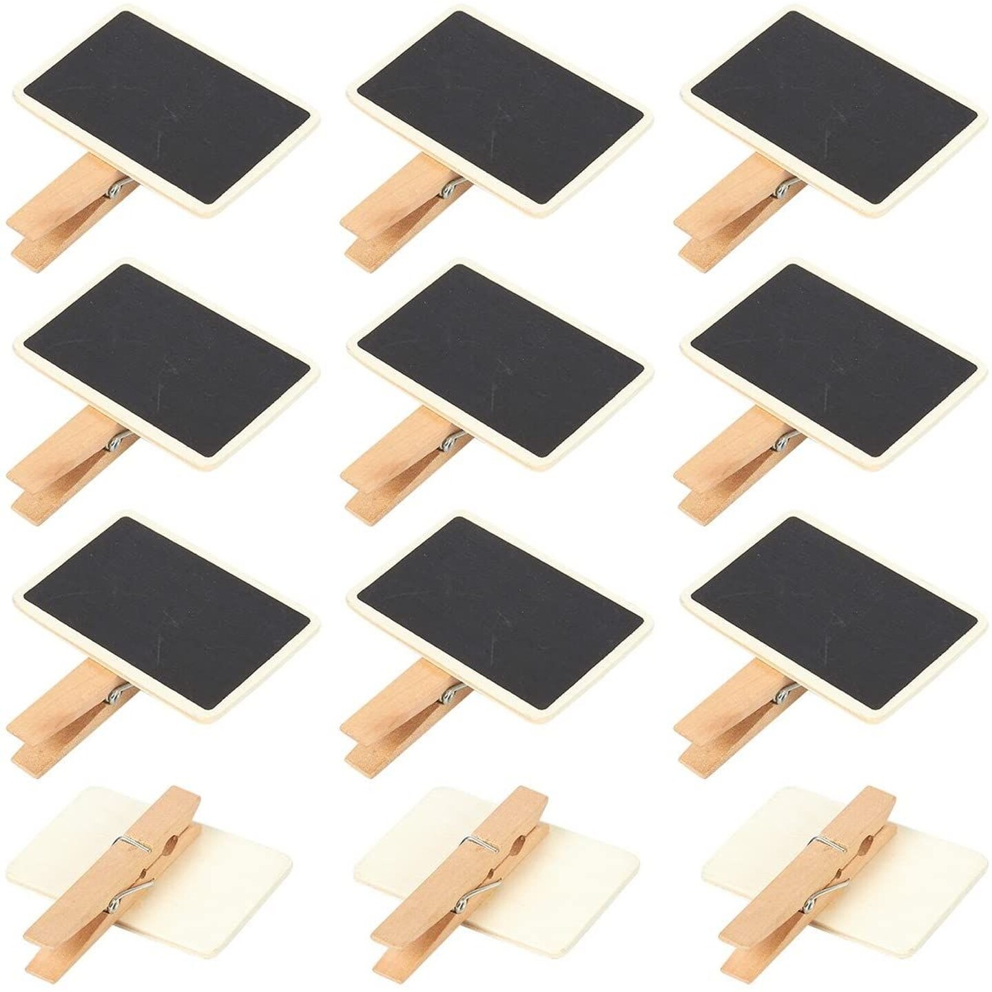 Juvale Mini Blackboard Clips - 12-Set Chalkboard Tag Signs, Wooden Message Board for Memo, Note Taking, Food Label, Party - Rectangle, 2.6 x 2.3 x 0.5 inches