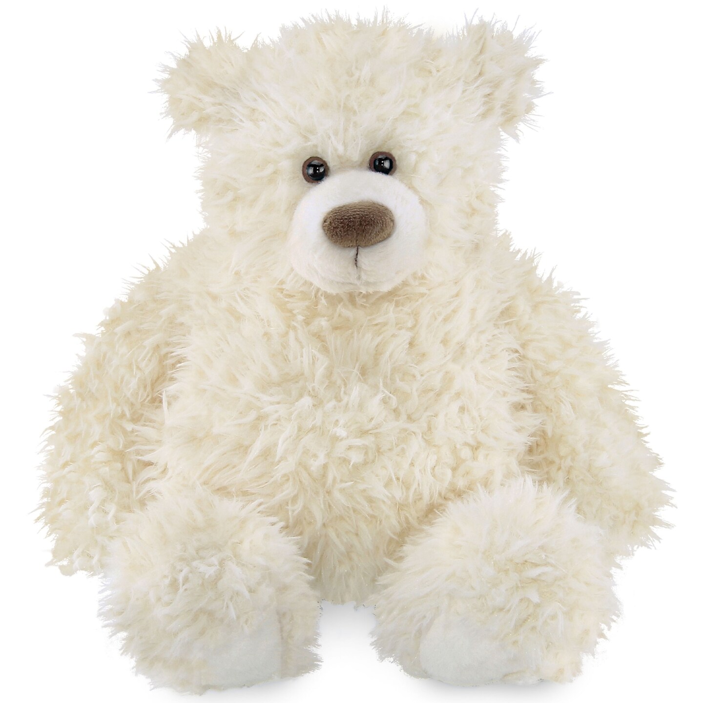 Bearington Scruffy White Plush Teddy Bear Stuffed Animal, 18 inch