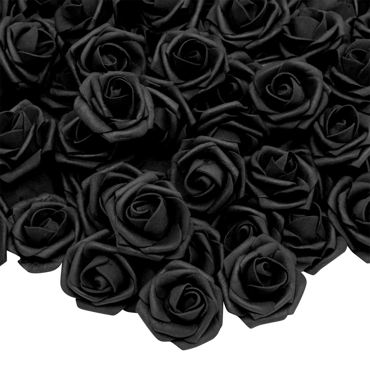 Bright Creations 100-Pack Black Artificial Flowers, Bulk Black Roses for Halloween Decorations, Fake Foam Flowers for DIY Crafts, Bouquets, All Black Affair Party Decorations (3 Inches)
