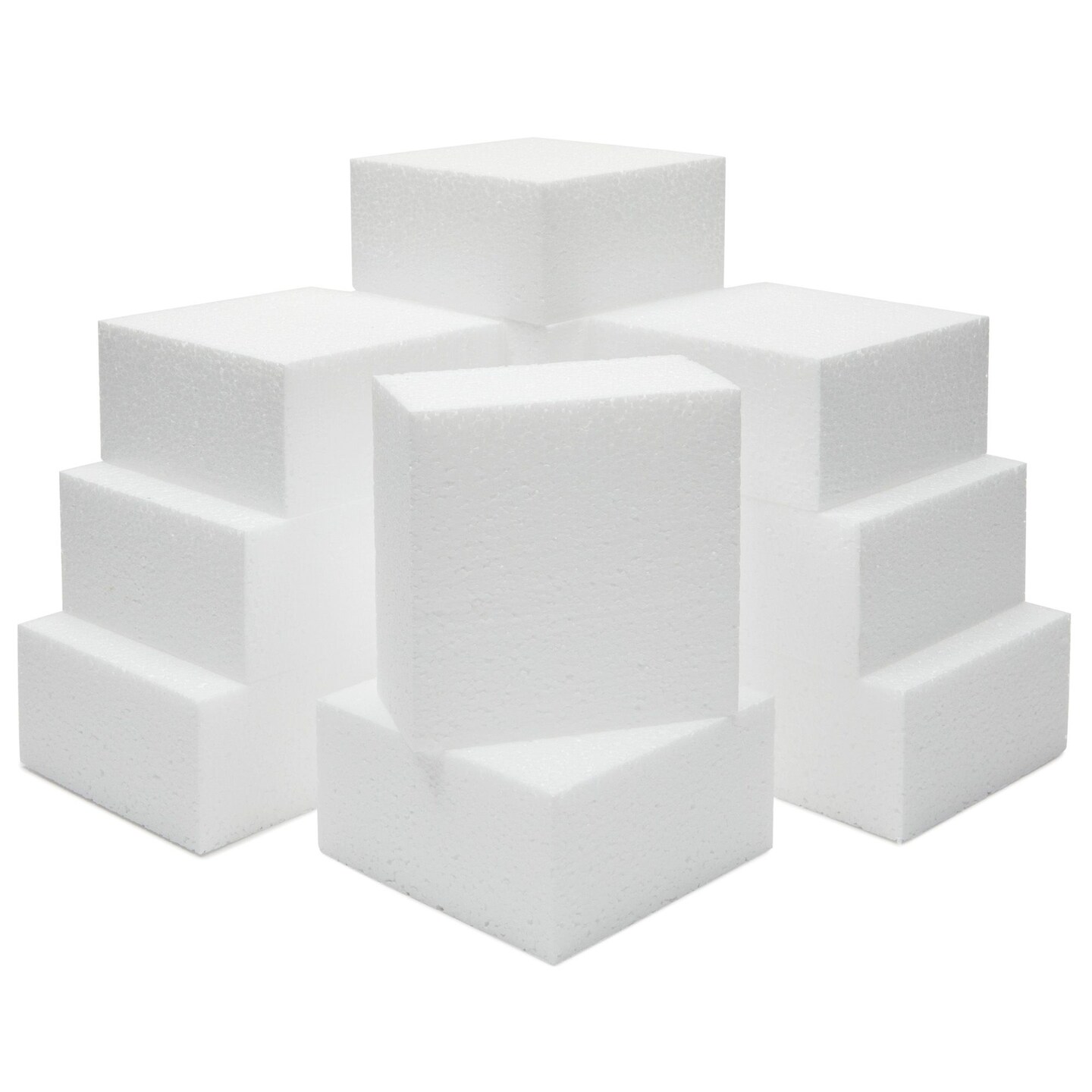 12 Pack Foam Blocks for Crafts, Polystyrene Brick Rectangles for Floral Arrangements, Art Supplies, Holiday Decor (4 x 4 x 2 In, White)