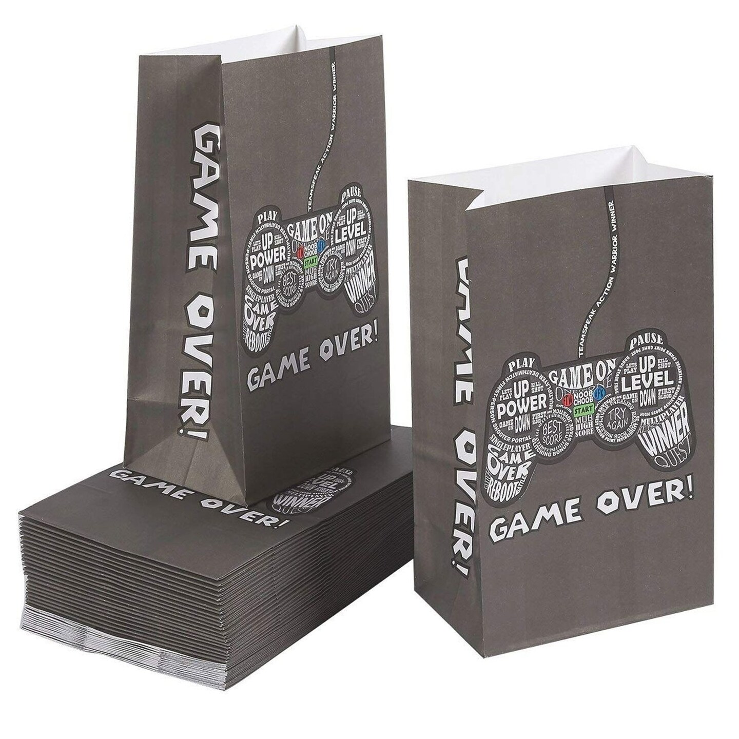 Gamer Party Favor Bags, Video Game Party Supplies (5.2 x 8.7 x 2.4 in, 36 Pack)
