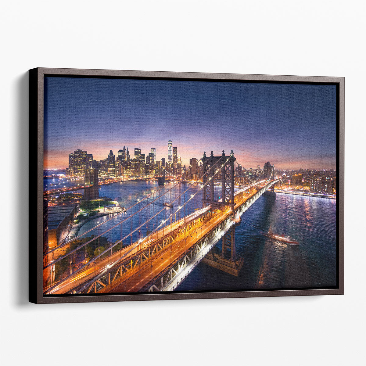 Manhattan Sunset Skyline Canvas Print – Framed Orange and Blue NYC Cityscape Photography Wall Art for Living Room Decor product 2