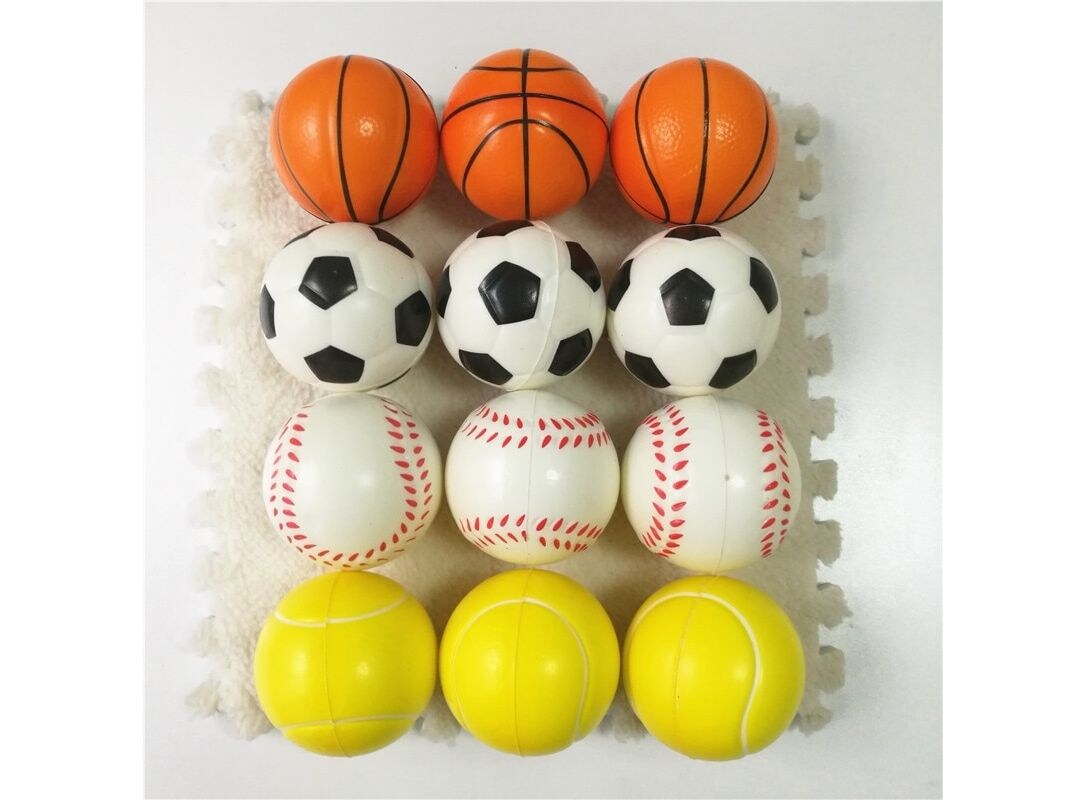 Puff Ball Sports Assorted 12 Ct
