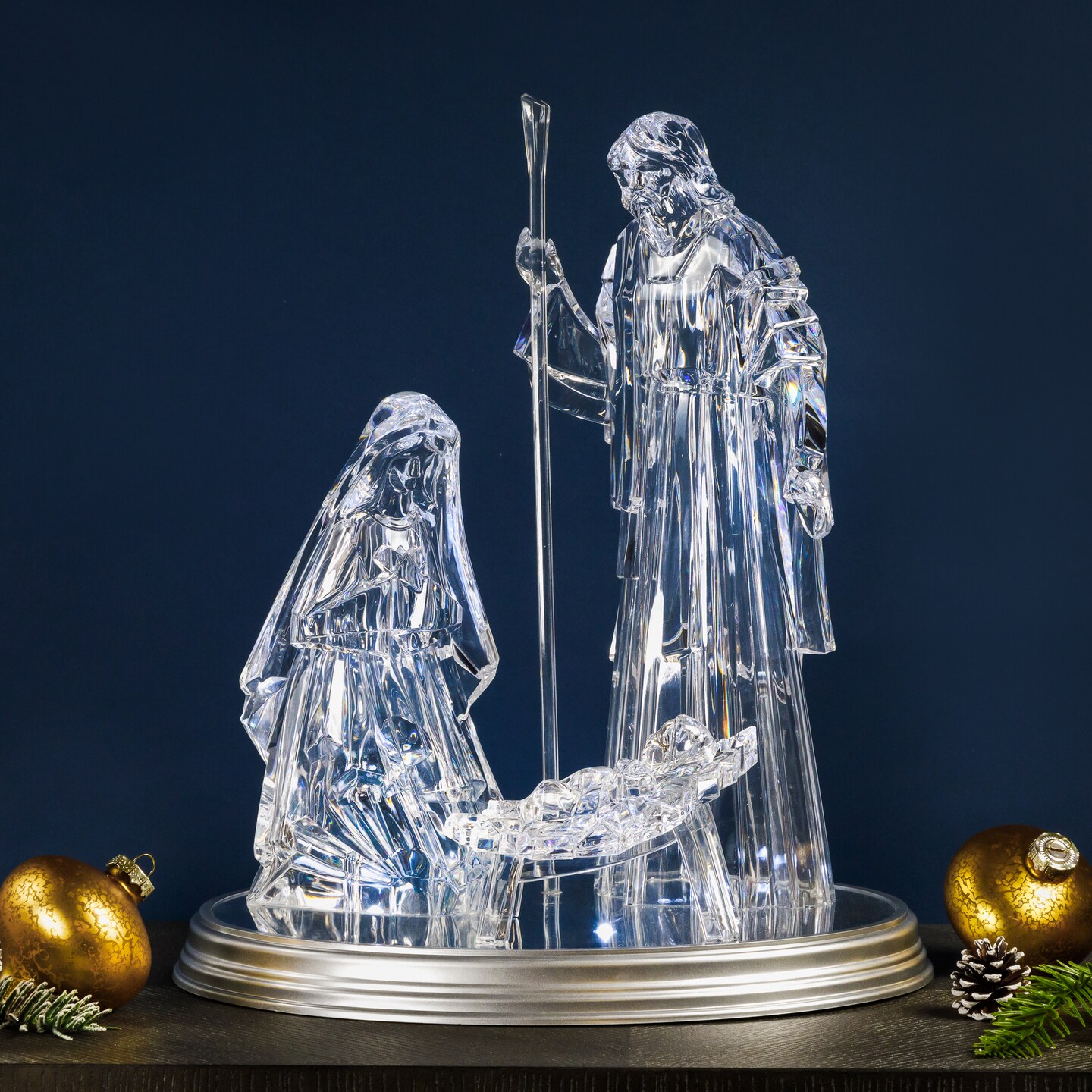 Northlight LED Lighted Acrylic Holy Family Nativity Scene on Mirror Christmas Decoration - 17"