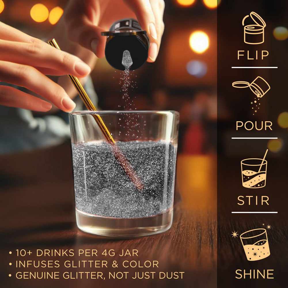 Brew Glitter - Black Shimmer Edible Drink Glitter (4g, Mini Spray Pump) for Beer, Cocktails and Beverages