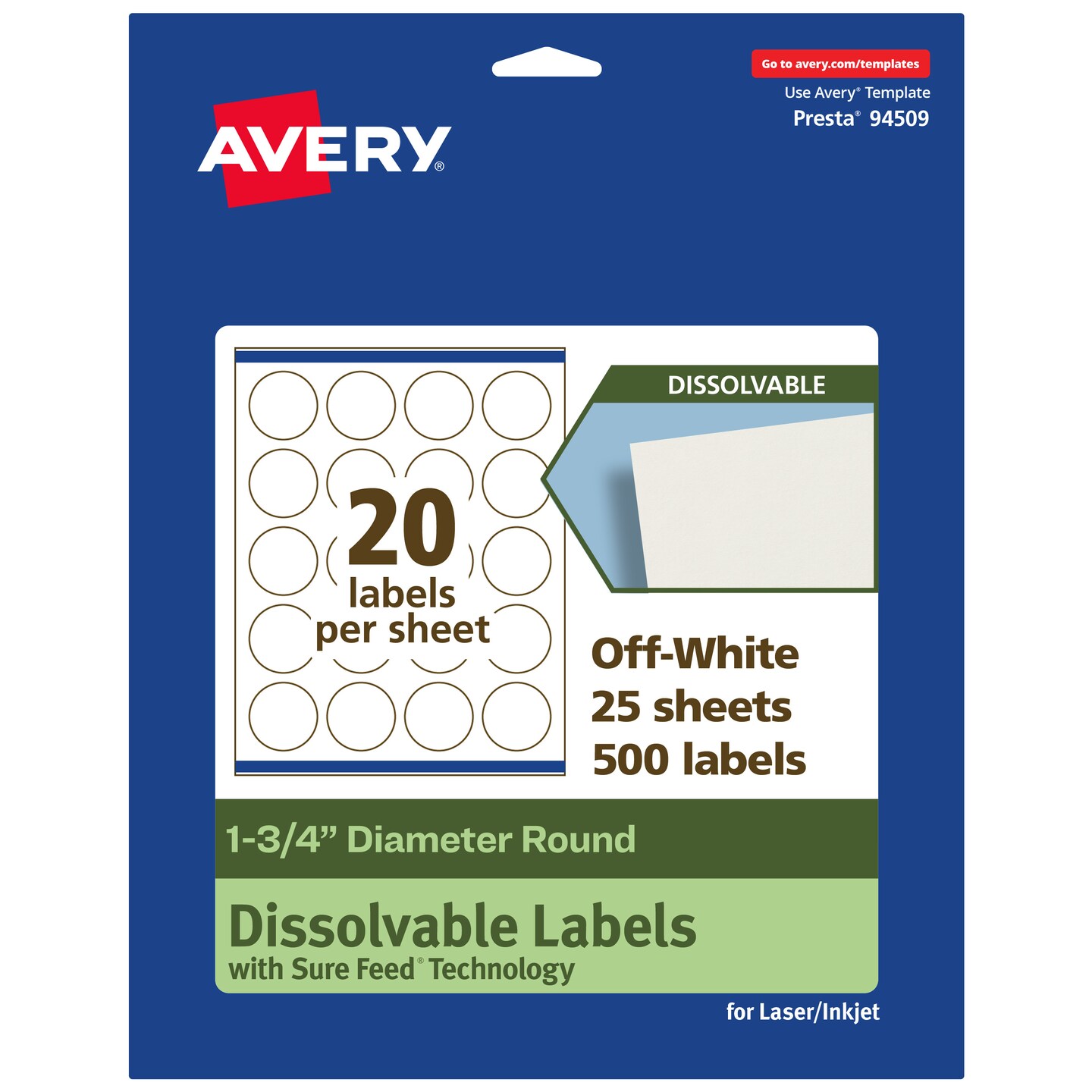 Avery Dissolvable Labels, 1.75&#x22; Diameter Round