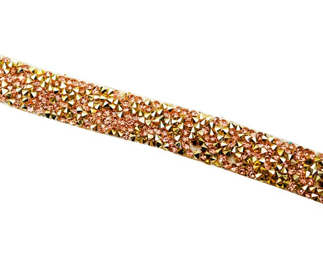 1/4&#x22; x 5 Yards Rose Gold/Gold Iron-On Rhinestone Seam Trim