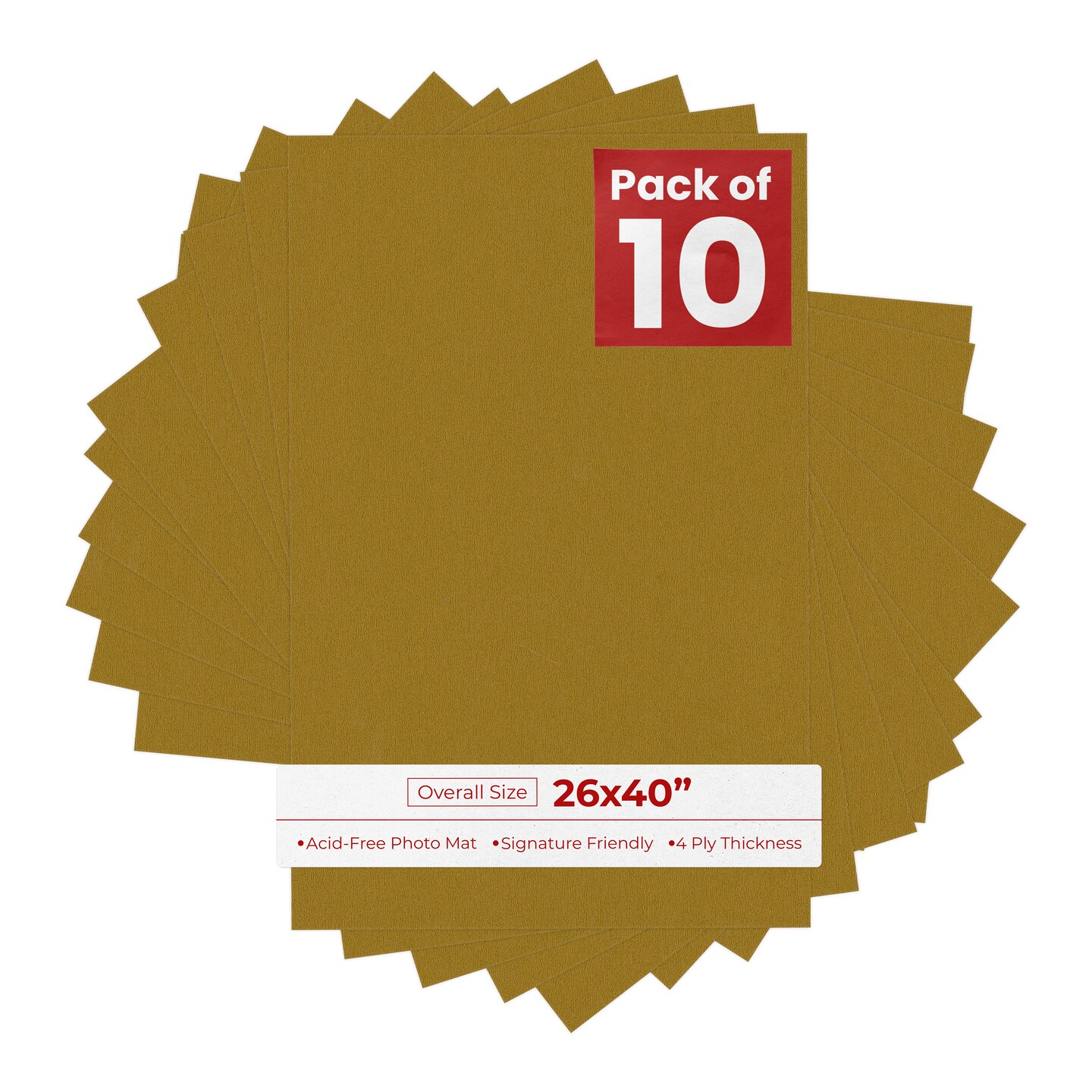 Metallic Gold 26x40 Uncut Mat Board - Blank Sheets, No Opening