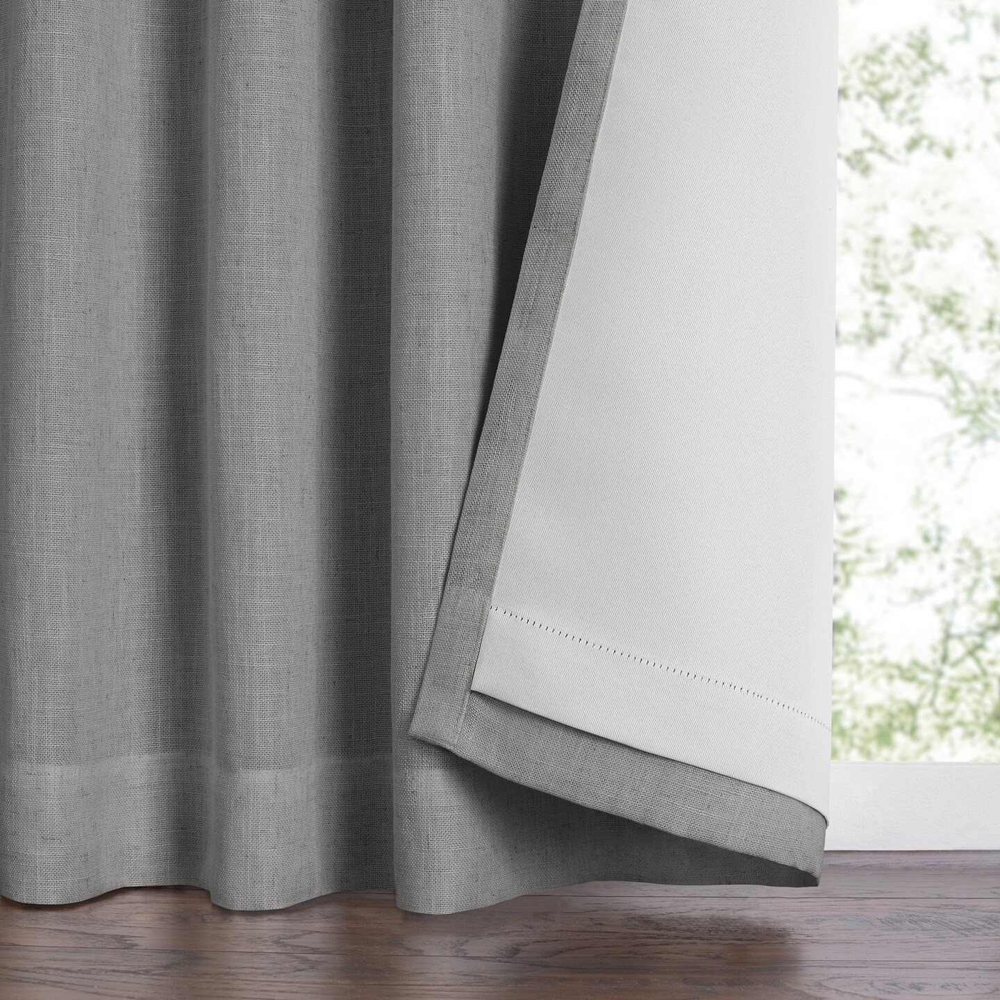 Threadmade Home Harrow Solid Texture Blackout Window Curtain Panel, Dark Gray - 52"W x 108"L