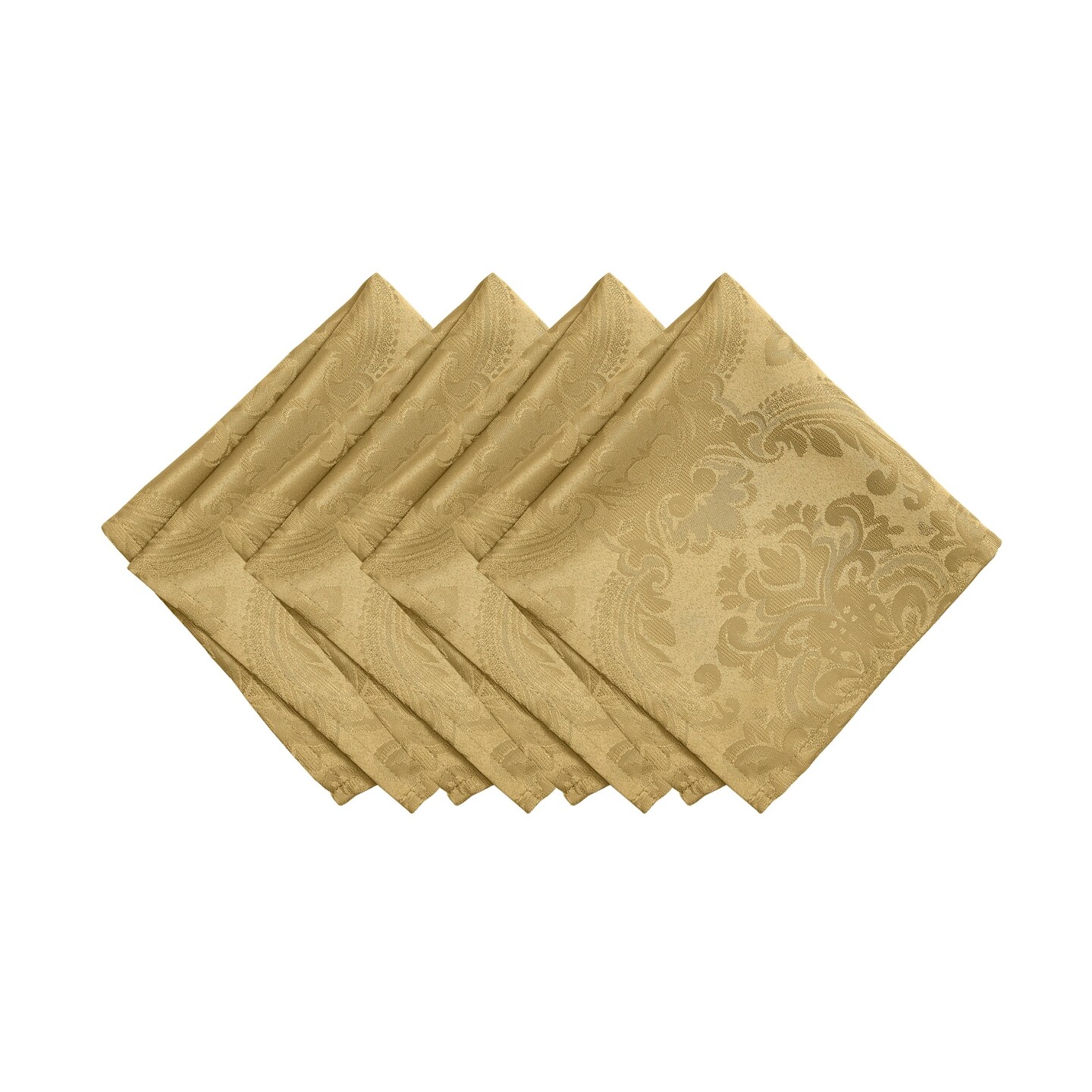 Threadmade Home Caiden Elegance Damask Napkin, set of 4, Gold - 17"W x 17"L