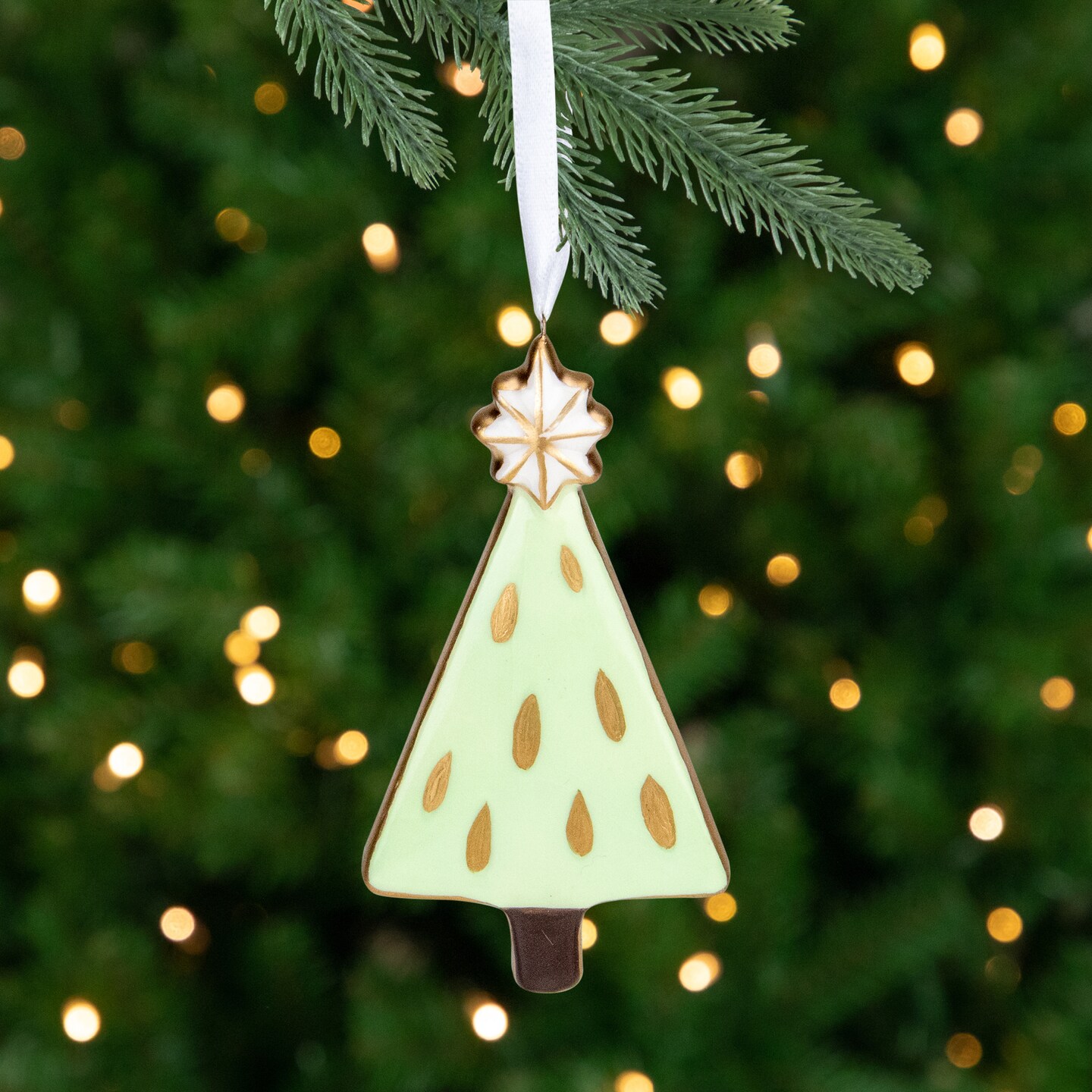 Northlight 4.5&#x22; Green and Gold Christmas Tree Hanging Ornament