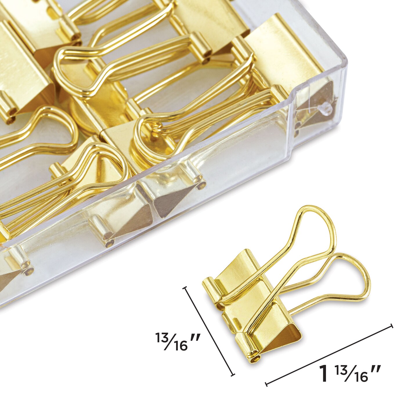 artPOP! Gold Binder Clips, Set of 6 Pieces, 1.8 x 0.8 inches each for Home Office, School Supplies, Clamps for Paperwork, Photos, and Stationery Accessories