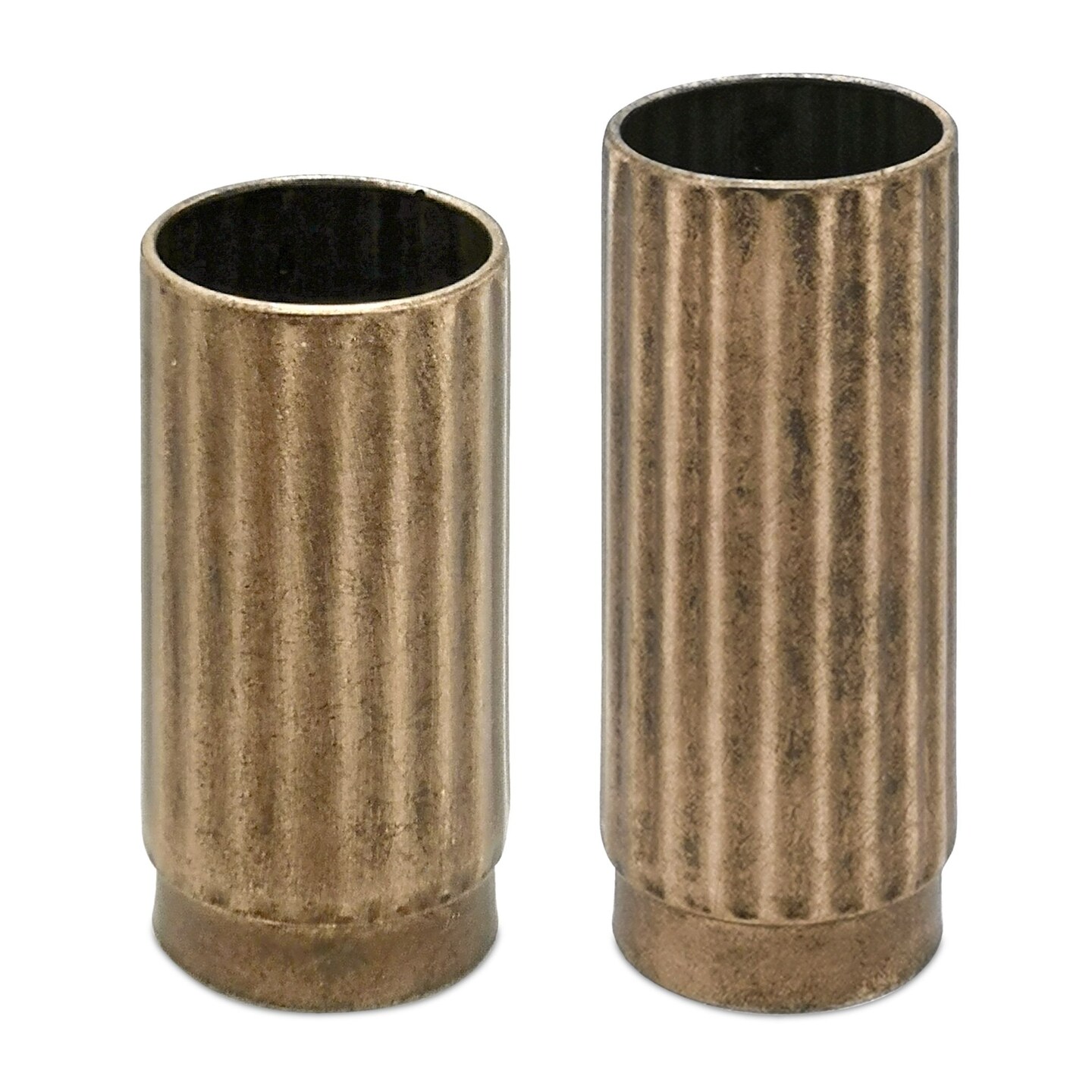 Melrose Ribbed Cylindrical Vases - 11" - Antique Bronze - Set of 2