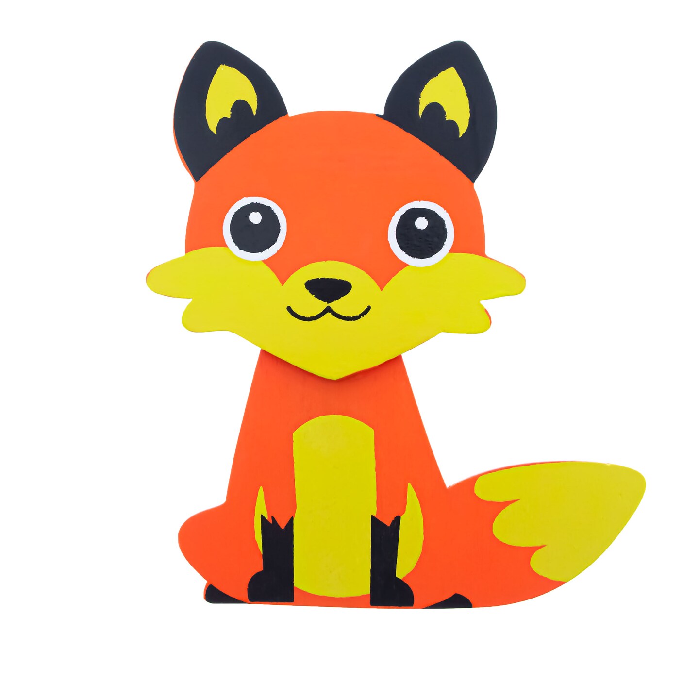 Painted Wooden Fox Cutout DIY Craft 4.3 Inches