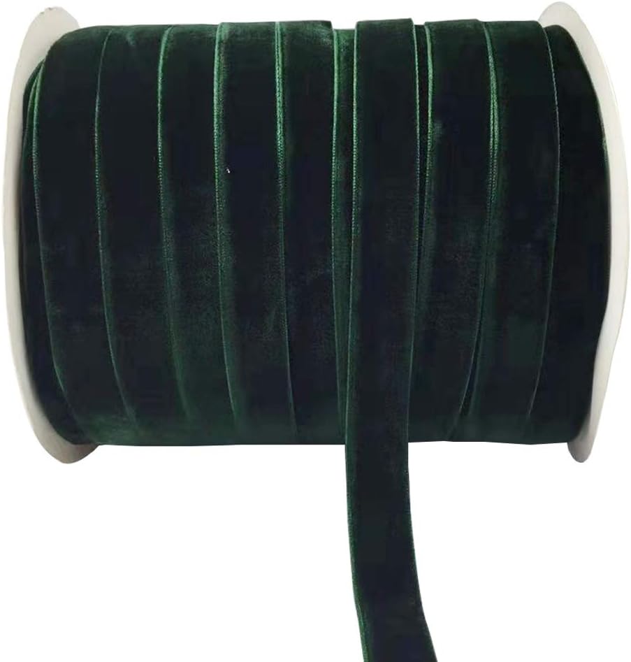 10 Yards Velvet Ribbon Spool (Dark Green, 5/8&#x22;)