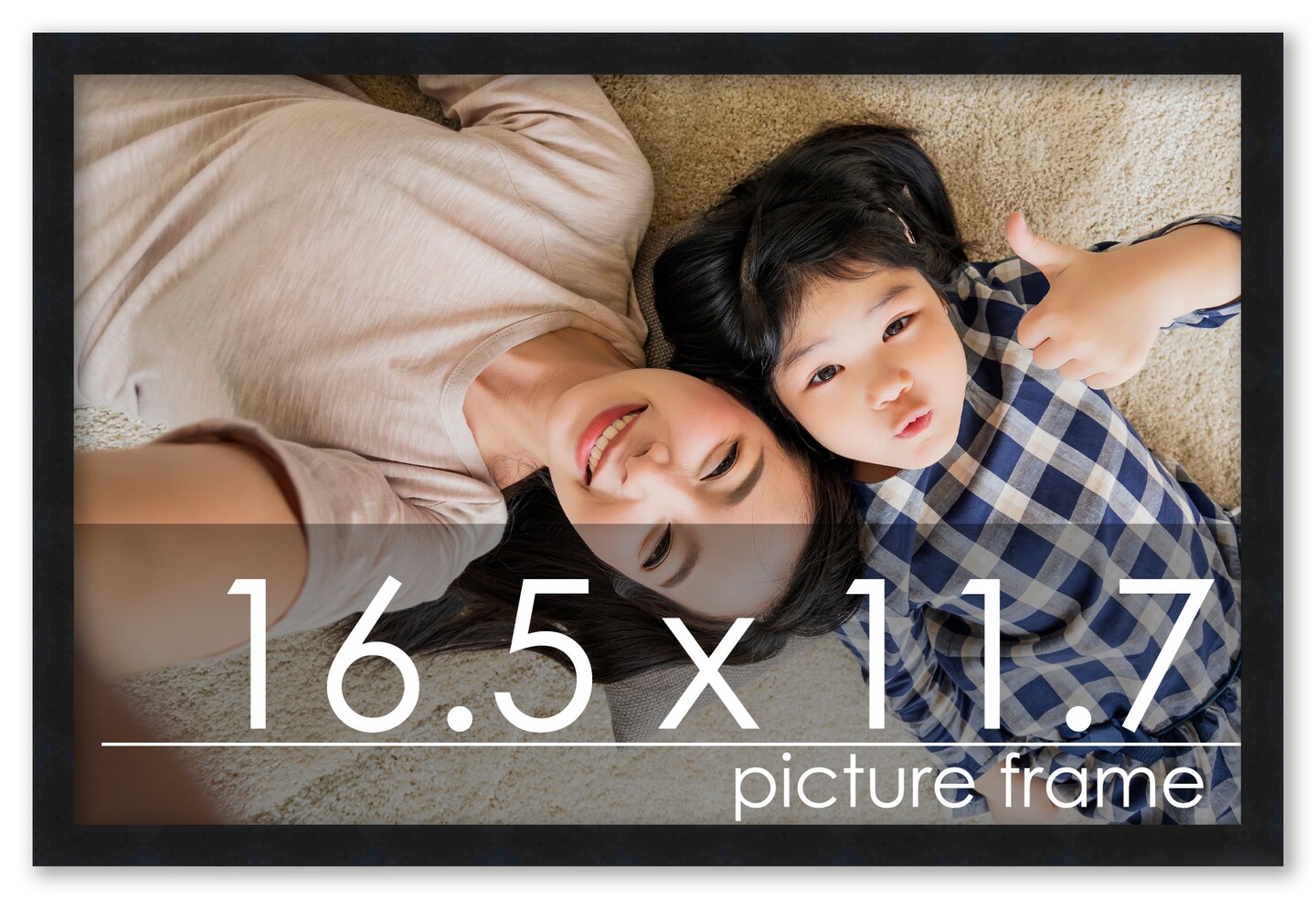 16.5x11.7 Classic Modern Black Picture Frame - UV Acrylic, Foam Board Backing, Hanging Hardware