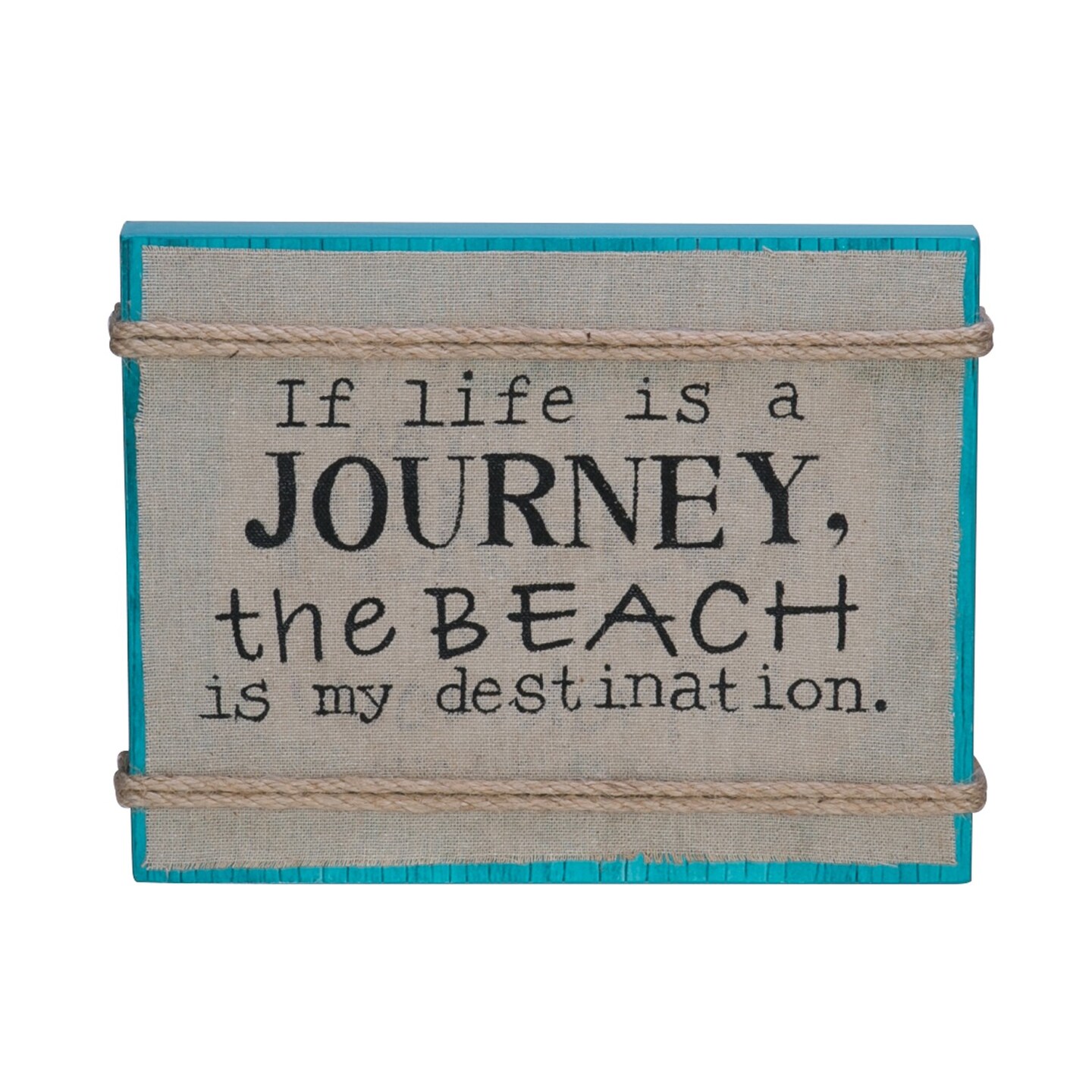 Box Coastal Plaque Sign Wall Hanging Decor Decoration For The Beach With Rope 9 x 7 x 1 Inches.