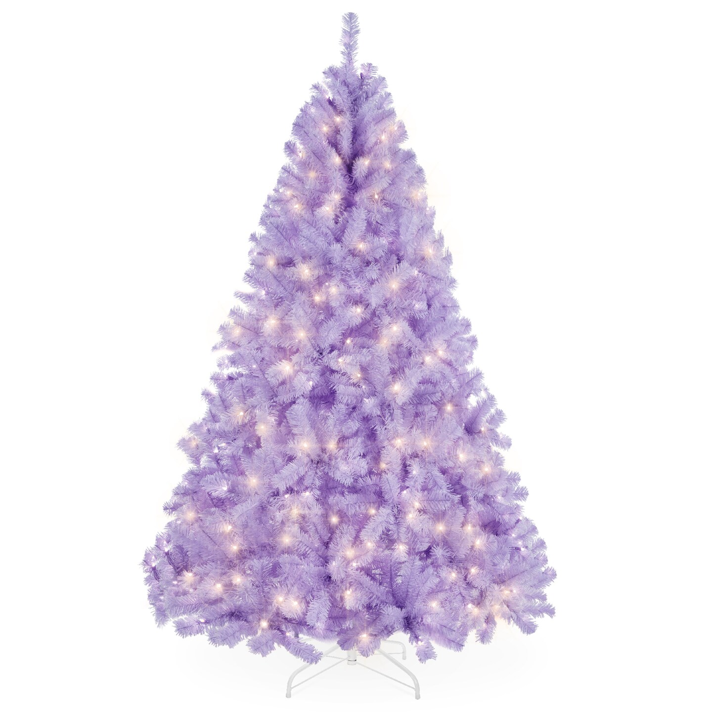 Best Choice Products Pre-Lit Lavender Christmas Tree, Artificial Full Holiday Decoration w/ Incandescent Lights