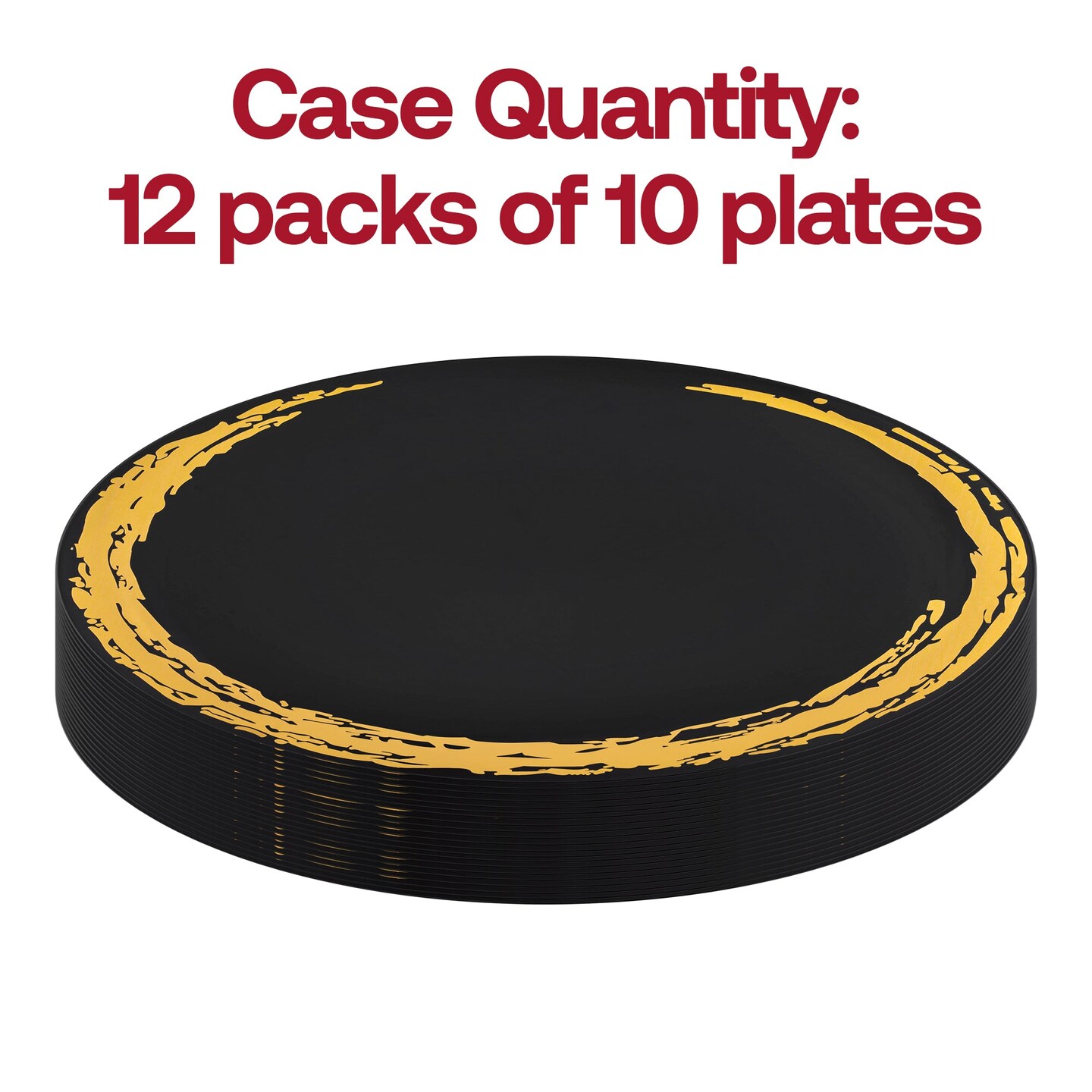 Black with Gold Moonlight Round Disposable Plastic Appetizer/Salad Plates - 7.5" (120 Plates)