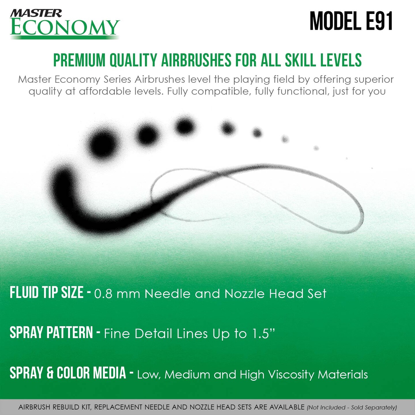 Master Economy E91 Single-Action External Mix Siphon Feed Airbrush Set with 0.8 mm Tip &#x26; 1/8 in. Air Inlet