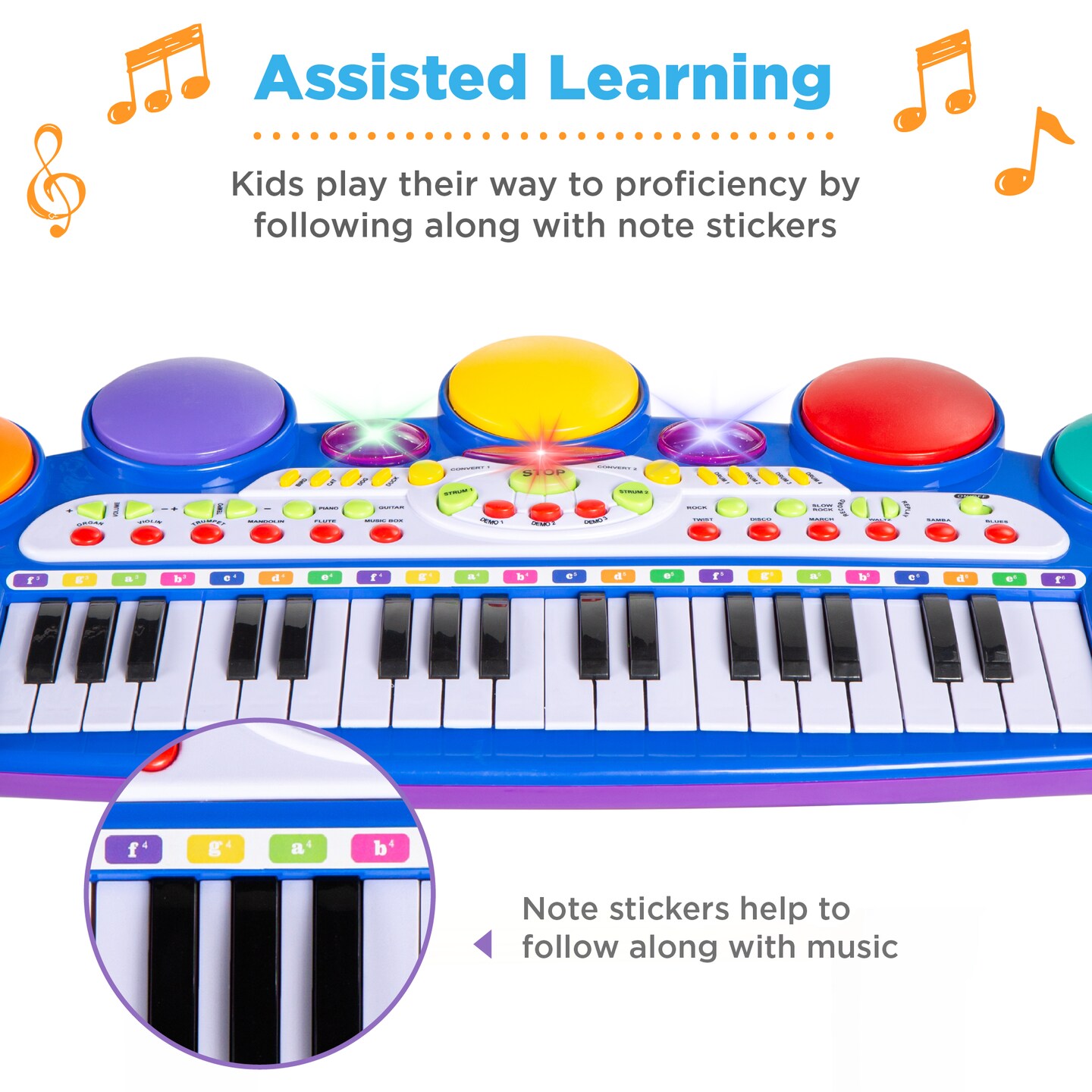 Best Choice Products 37-Key Kids Electronic Piano Keyboard w/ Multiple Sounds, Lights Microphone, Stool