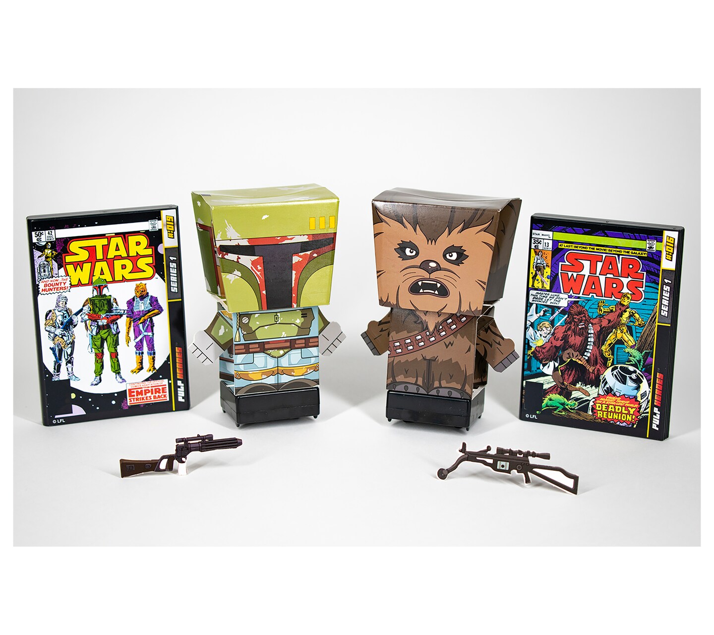 Pulp Heroes Snap Bots Pull Back Star Wars 3D Figure 2-Pack,Boba Fett &#x26; Chewbacca