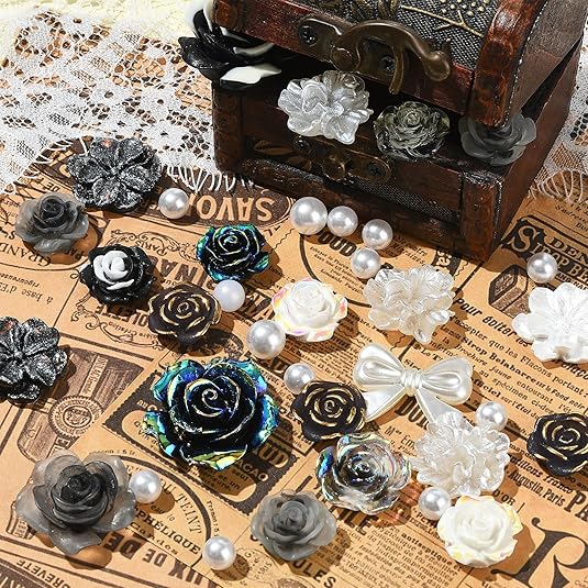 50g Random 3D Resin Flower & Butterfly Charms – Colorful Rose, Bow, Pearl & Acrylic Beads for DIY Jewelry, Bracelets, Earrings, Necklaces, Phone Cases, and Crafts SEO-Optimized Product Description: Cr