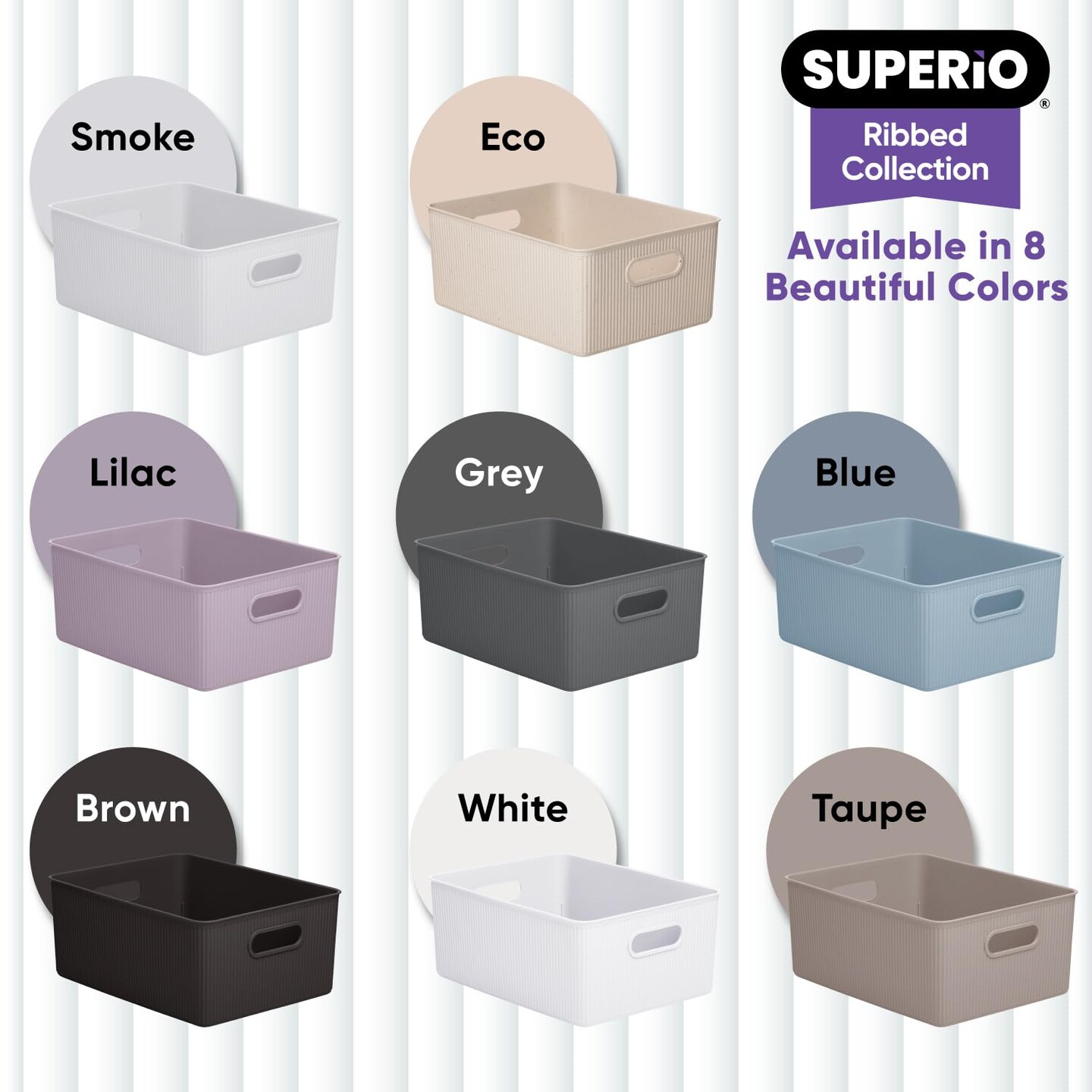 Superio Plastic Storage Container Bins, Organizer Baskets, Boxes for Organizing Closet Shelves Drawer Shelf