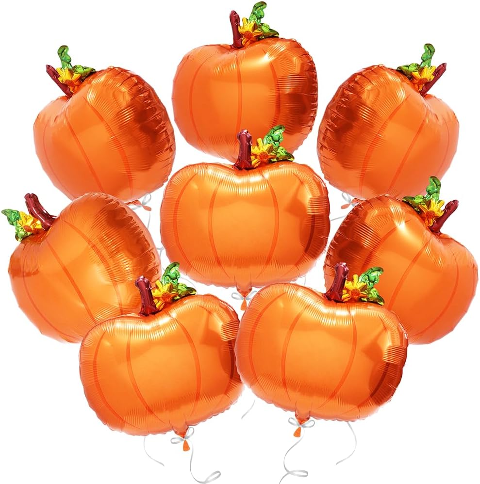 8 Pack Fall Cute Pumpkin Foil Balloons