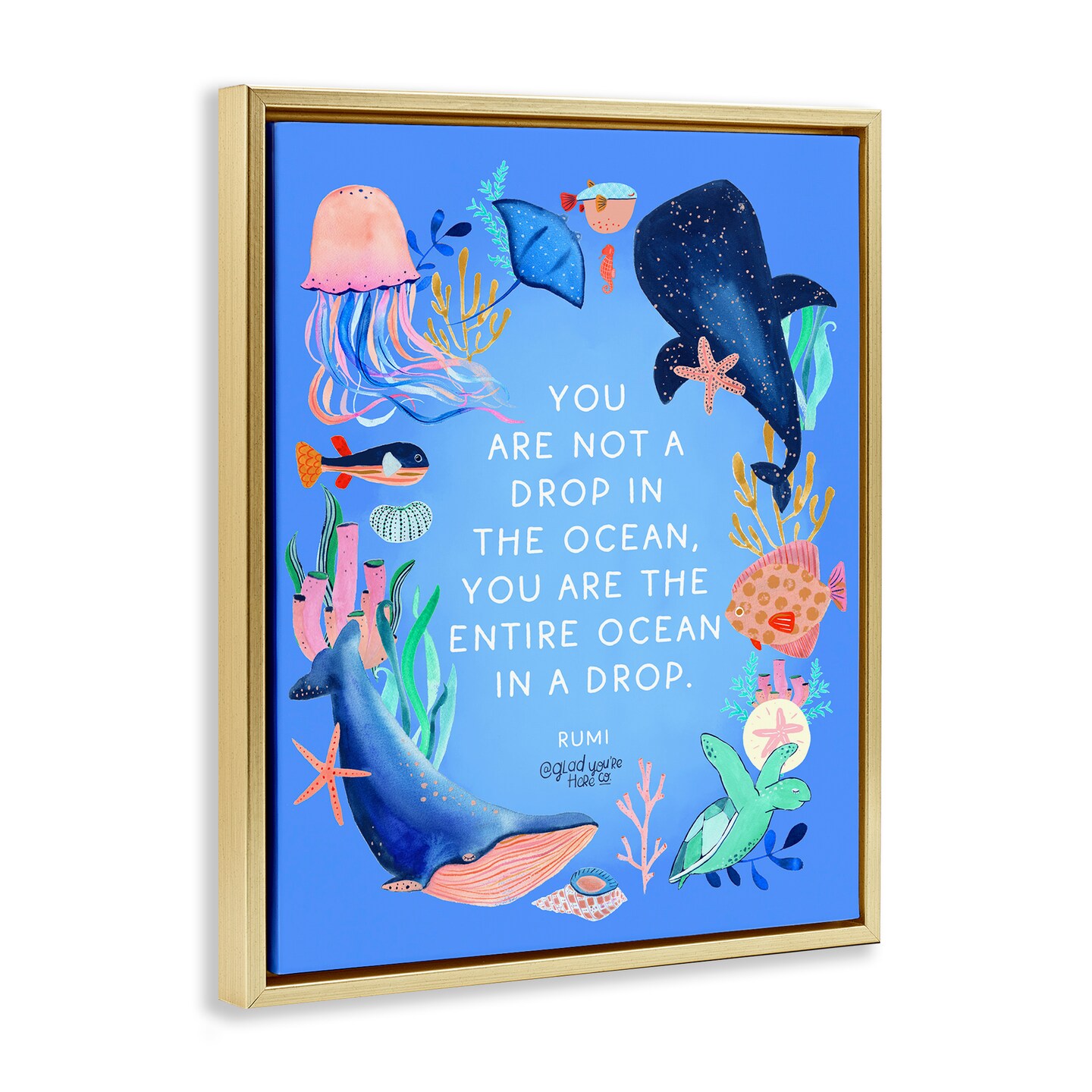 Stupell Industries Entire Ocean In A Drop Floating Frame, design by Glad You're Here Co.