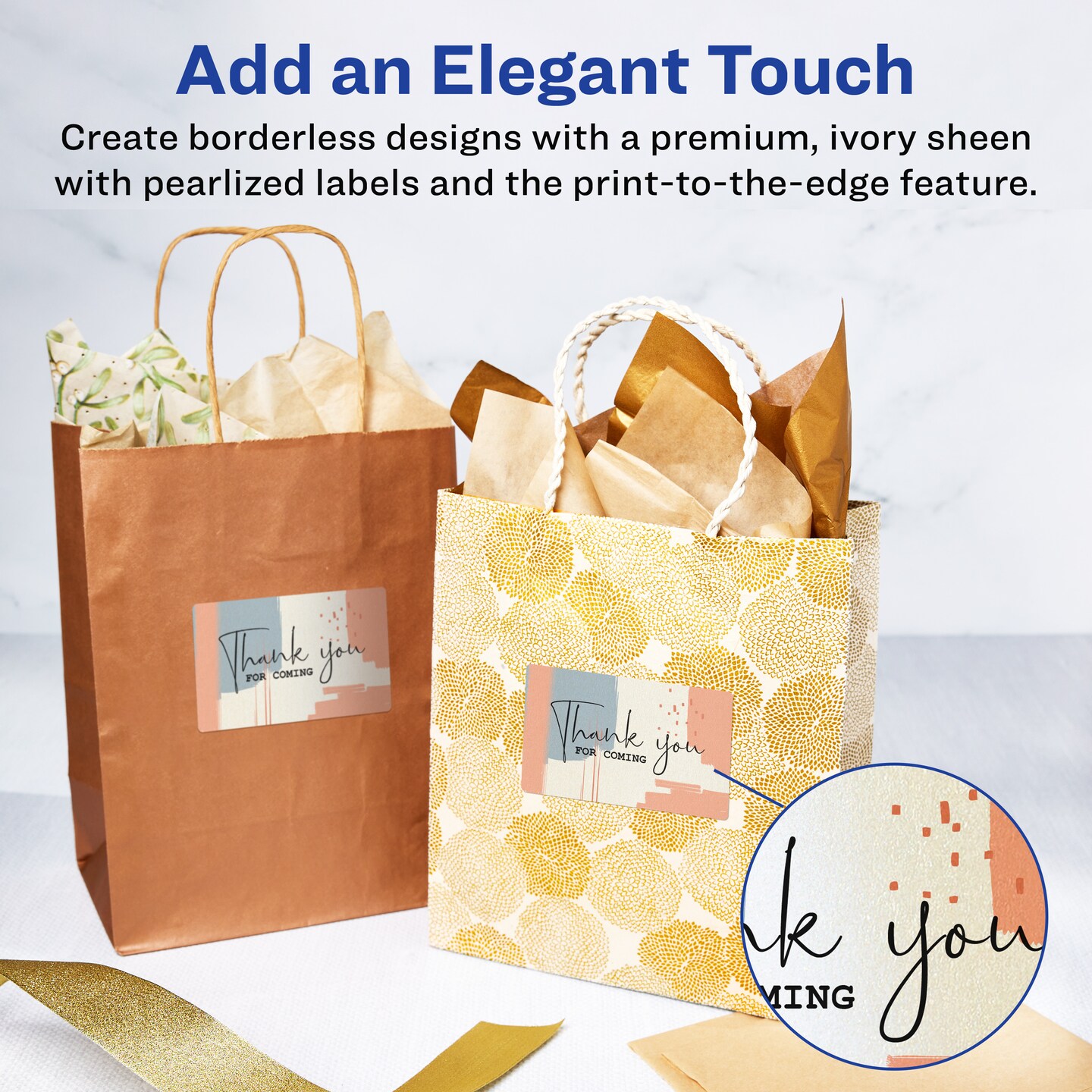 Avery Pearlized Ivory Rectangle Labels with Sure Feed Technology, Print-to-the-Edge, 2" x 5"