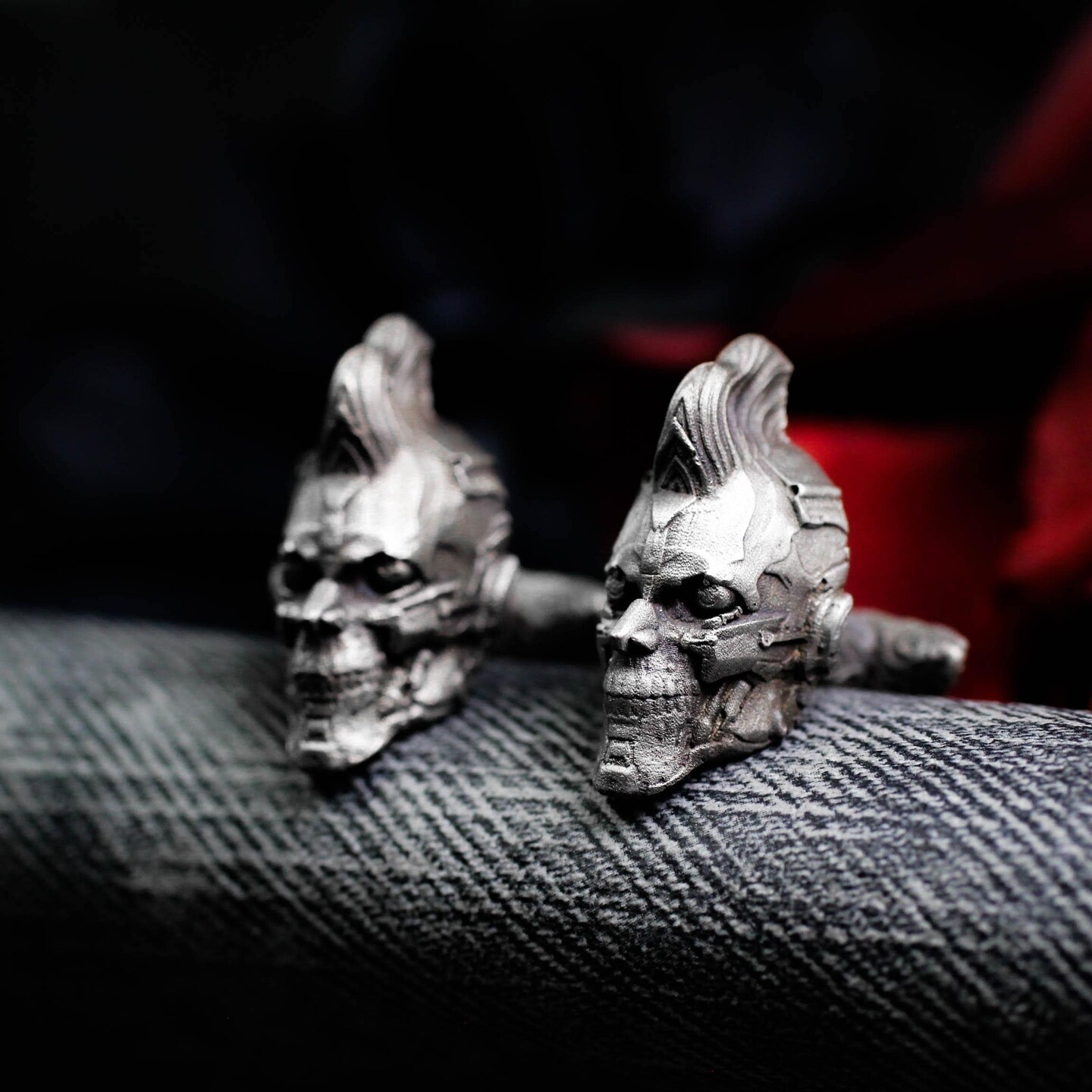 Cyber Skull Warrior Cufflinks - Gothic Punk Cuff Links for Men